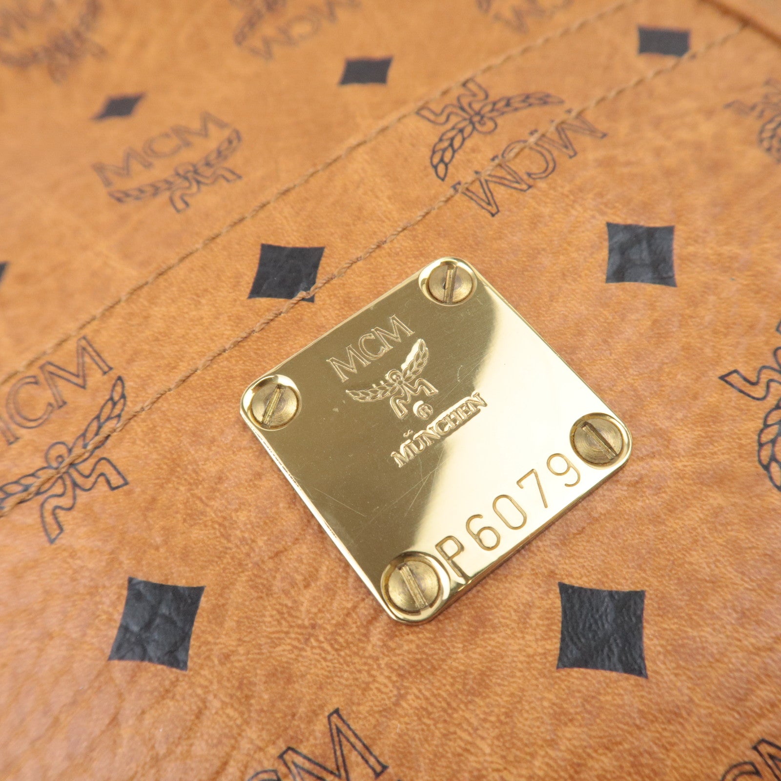 MCM Visetos PVC Tote Bag Brown