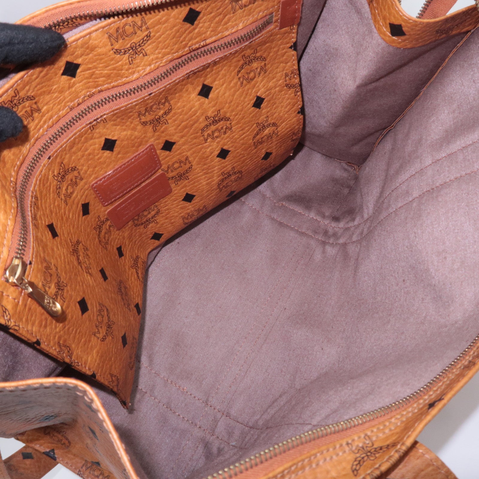 MCM Visetos PVC Tote Bag Brown