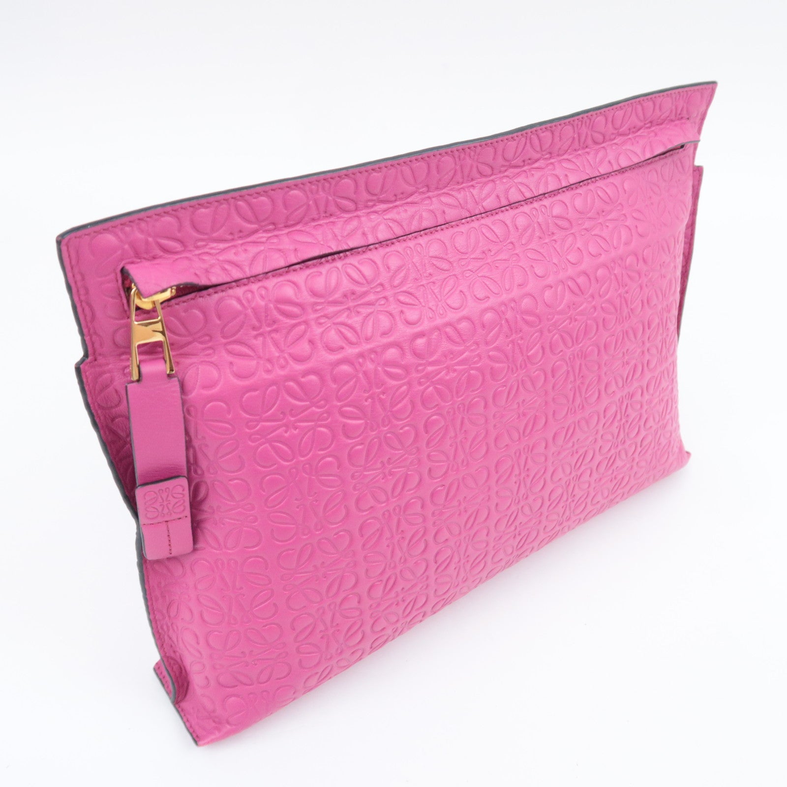 LOEWE Anagram Leather Clutch Bag Pink