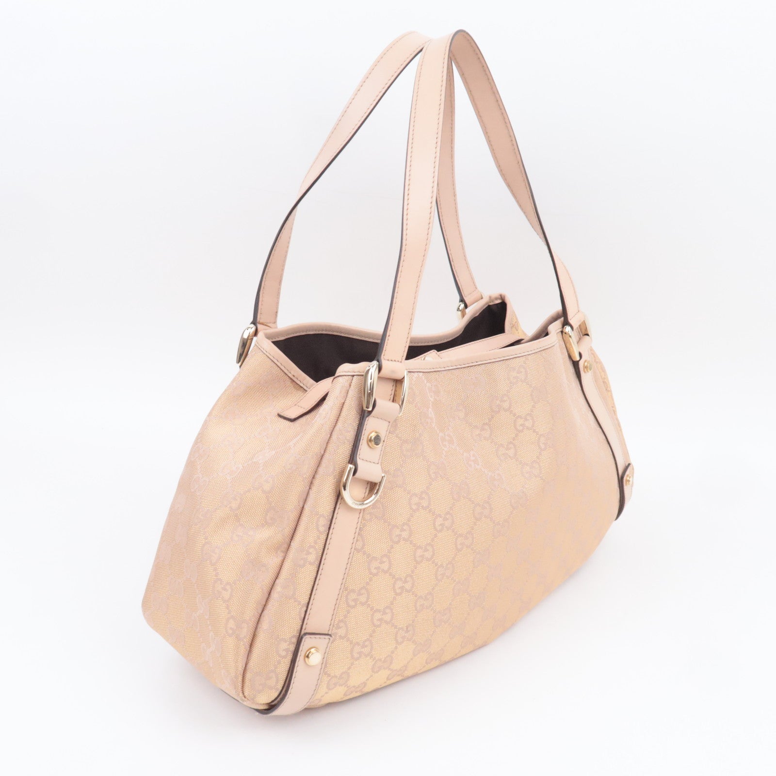 GUCCI Abby GG Canvas Tote Bag Beige Gold 130736