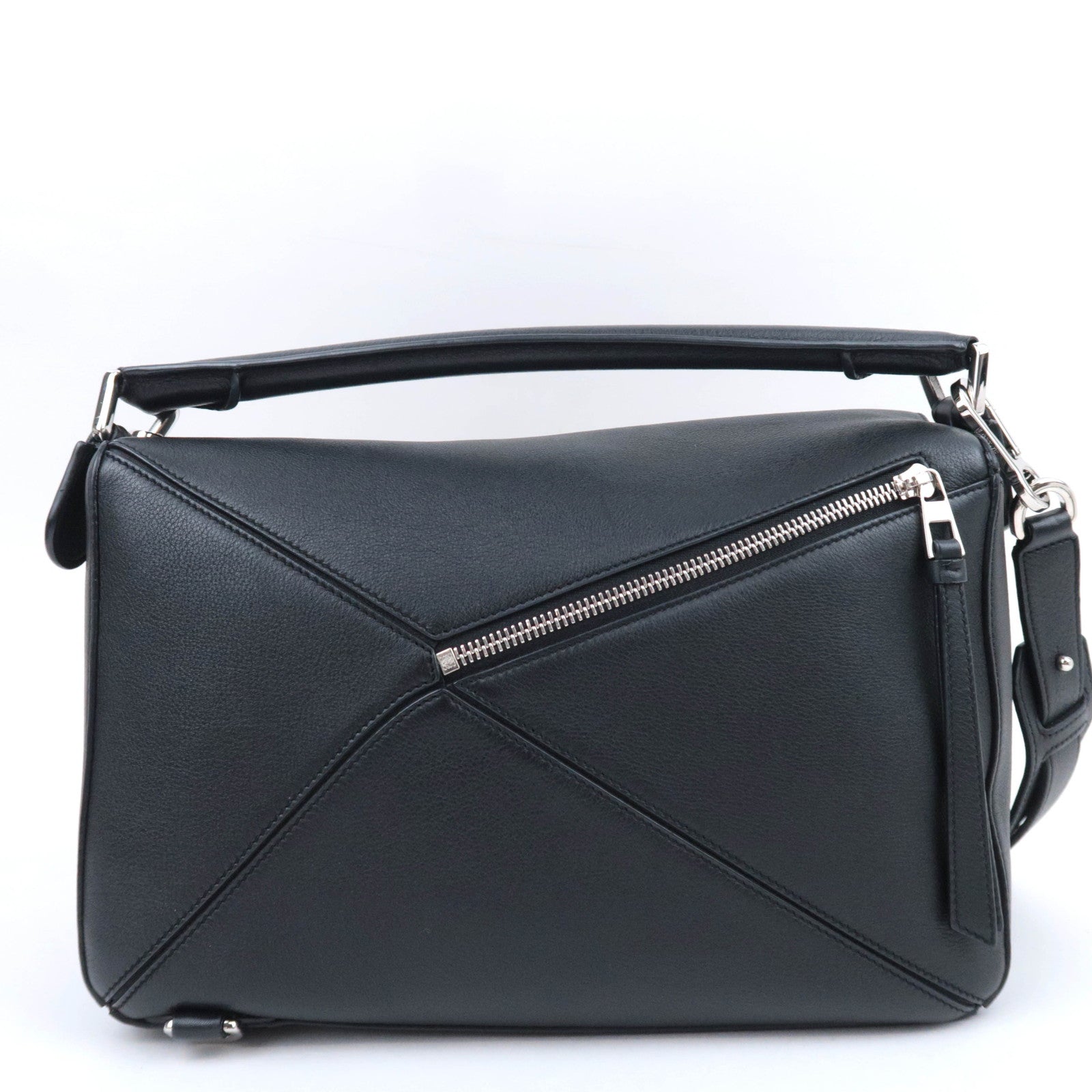 LOEWE Puzzle Bag Medium 2Way Leather Shoulder Bag Black