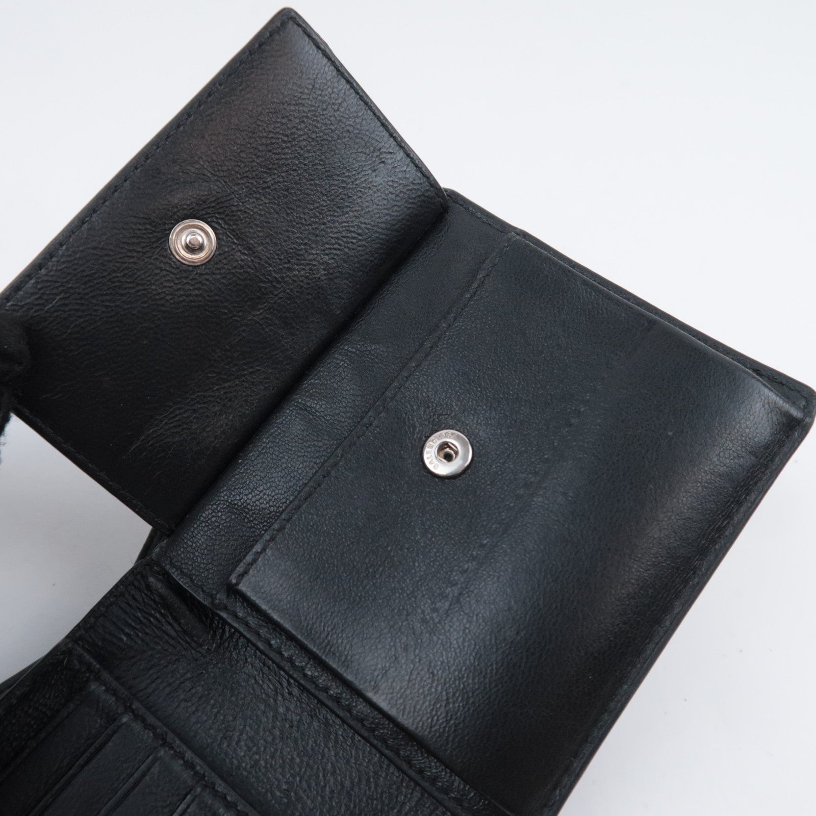 BALENCIAGA Logo Leather Wallet Black 594315