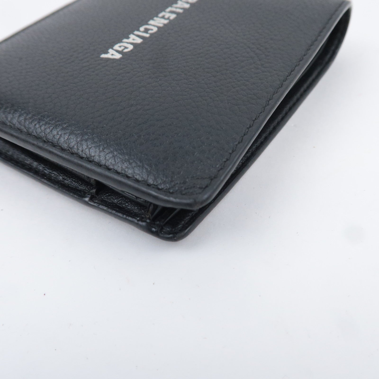 BALENCIAGA Logo Leather Wallet Black 594315