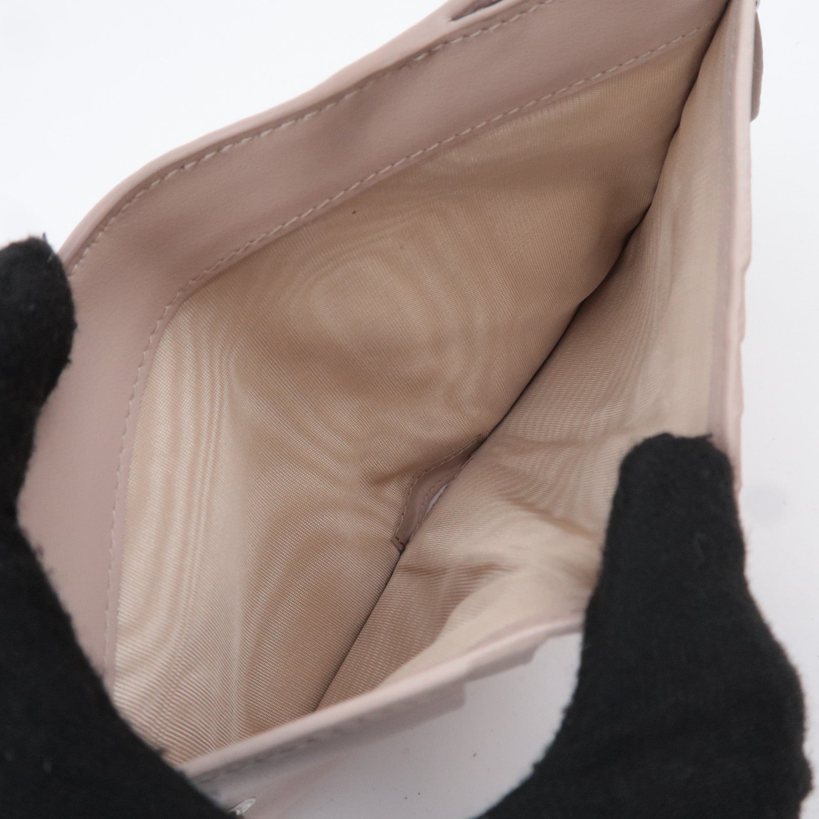 PRADA Triangle Logo Leather Wallet Pink Beige 1ML050