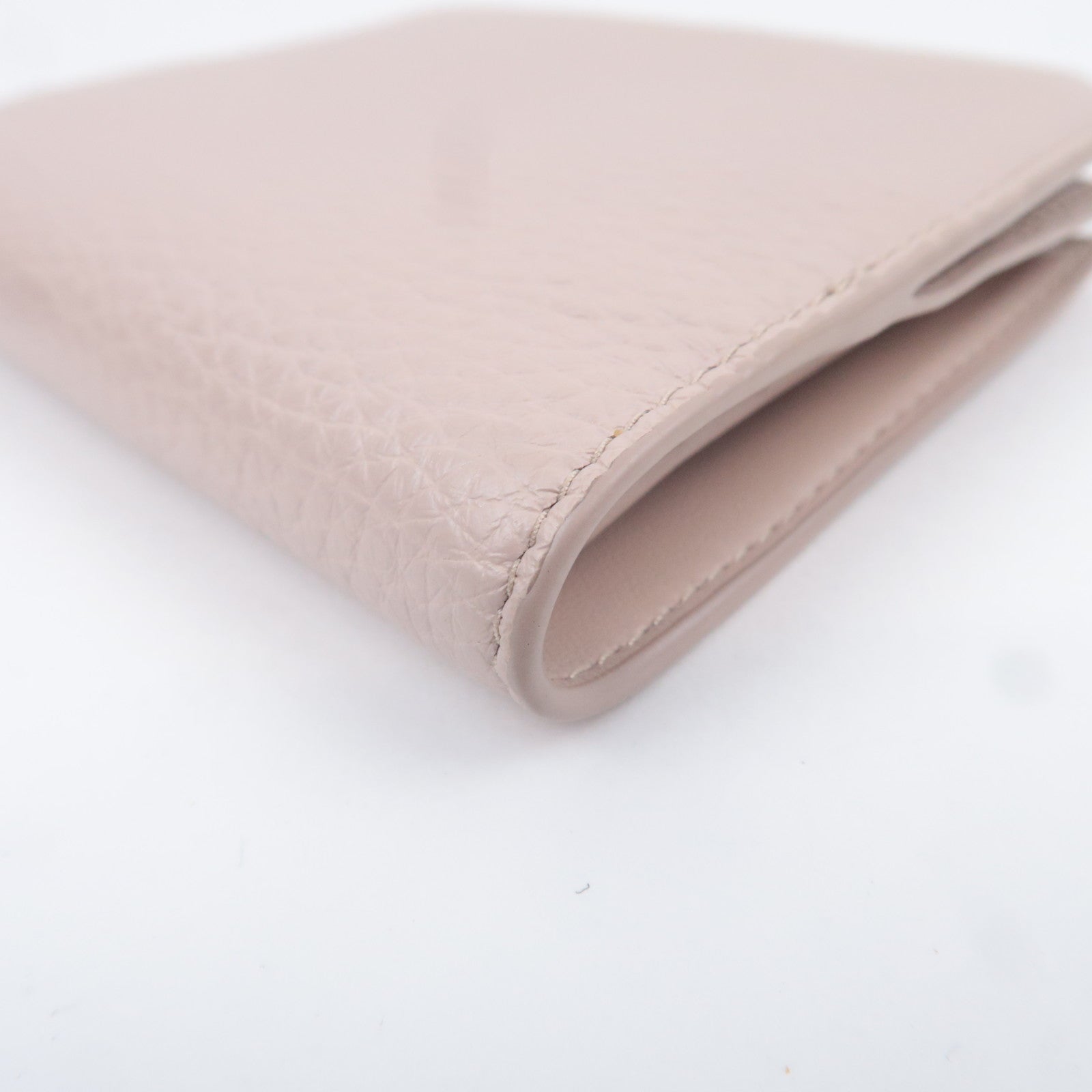 PRADA Triangle Logo Leather Wallet Pink Beige 1ML050