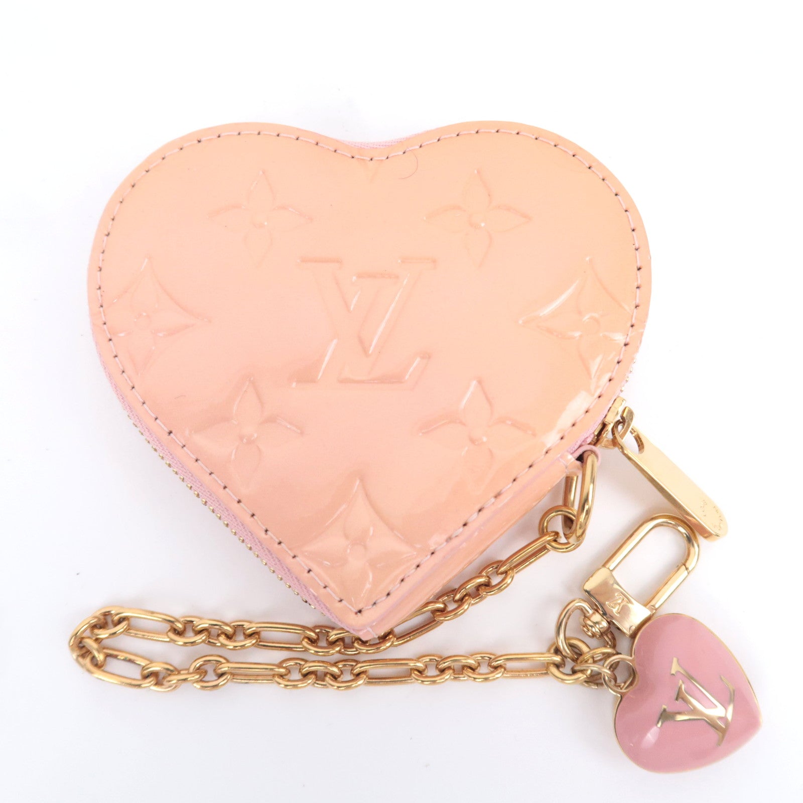 Louis Vuitton Monogram Vernis Porte Monnaie Coeur Coin Case Rose Pearl M91431