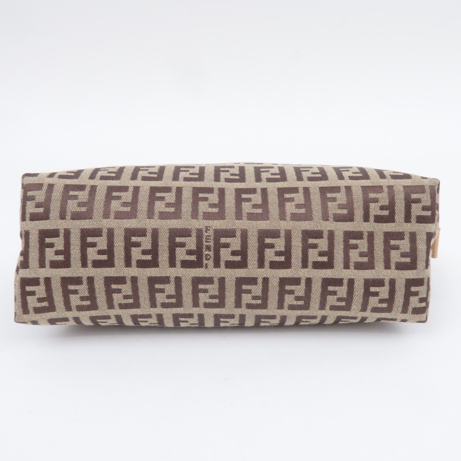 FENDI Zucchino Canvas Leather Pouch Brown 7N0005