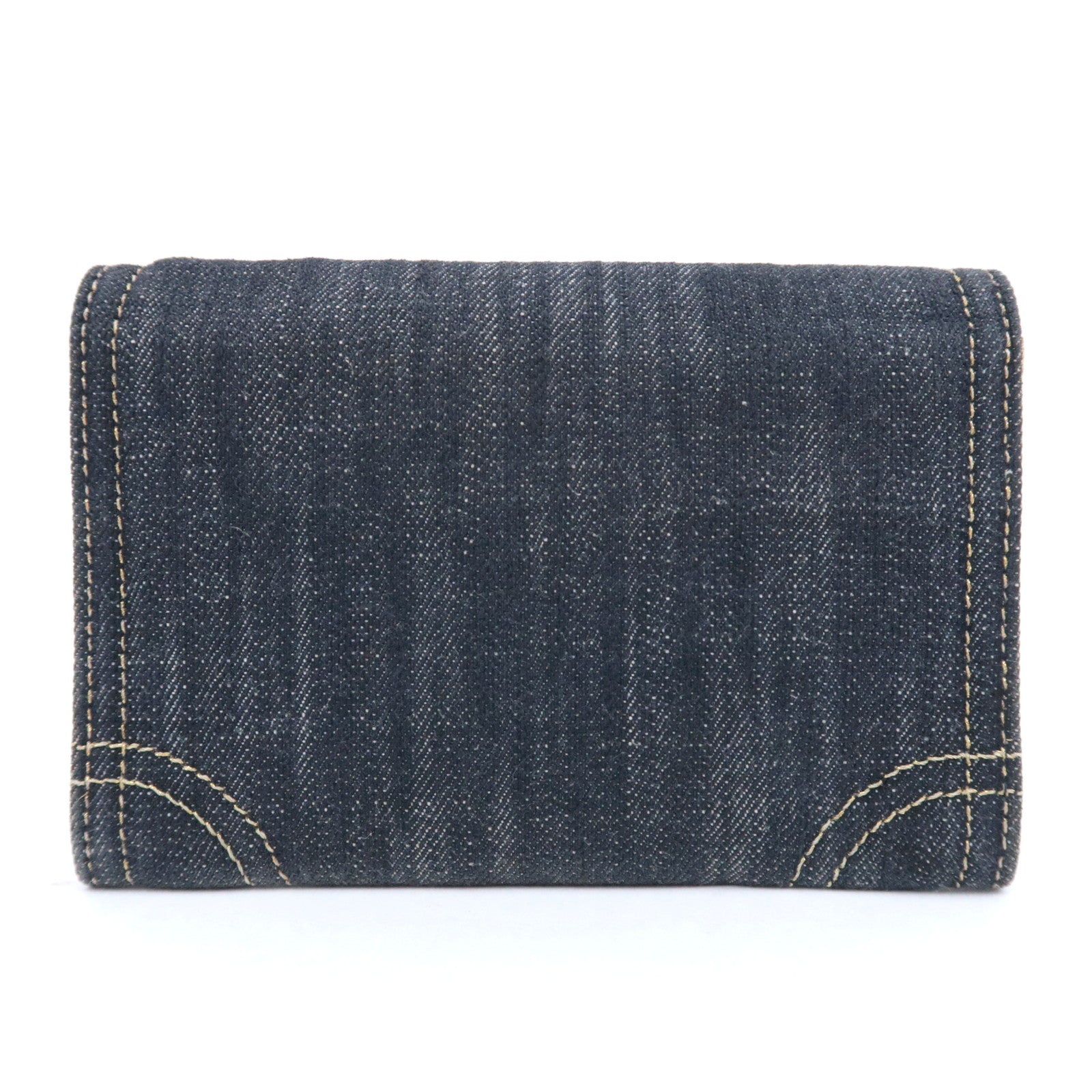 CHANEL Coco Mark Denim Wallet Navy