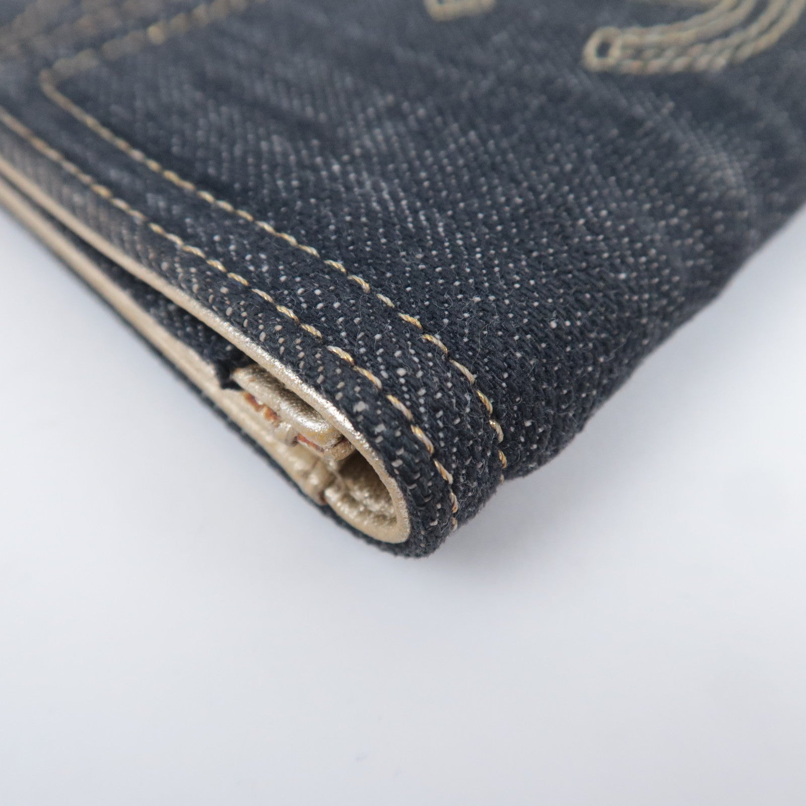 CHANEL Coco Mark Denim Wallet Navy