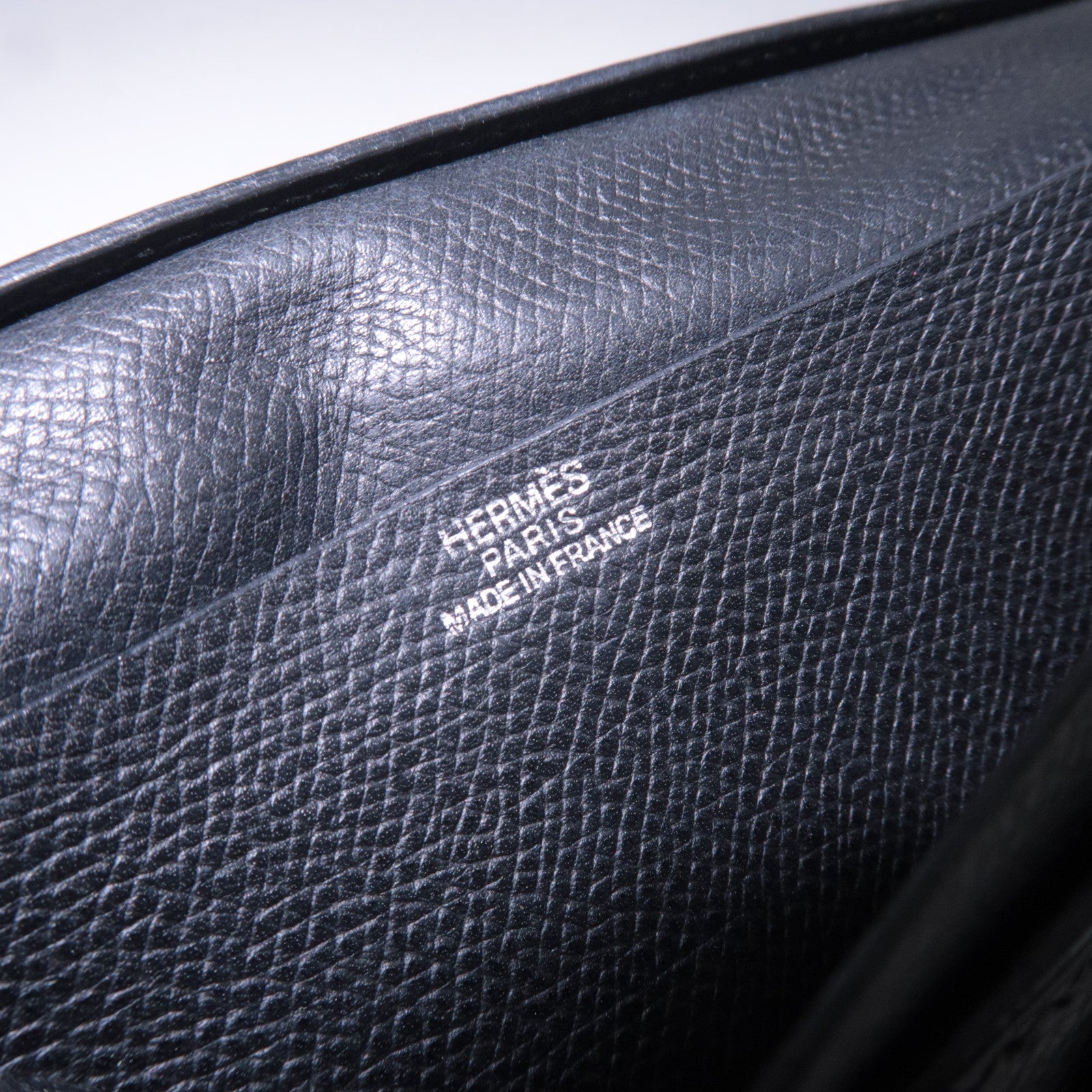 HERMES Bearn Classic Leather Long Wallet □I Stamp (2005) Black Silver HDW