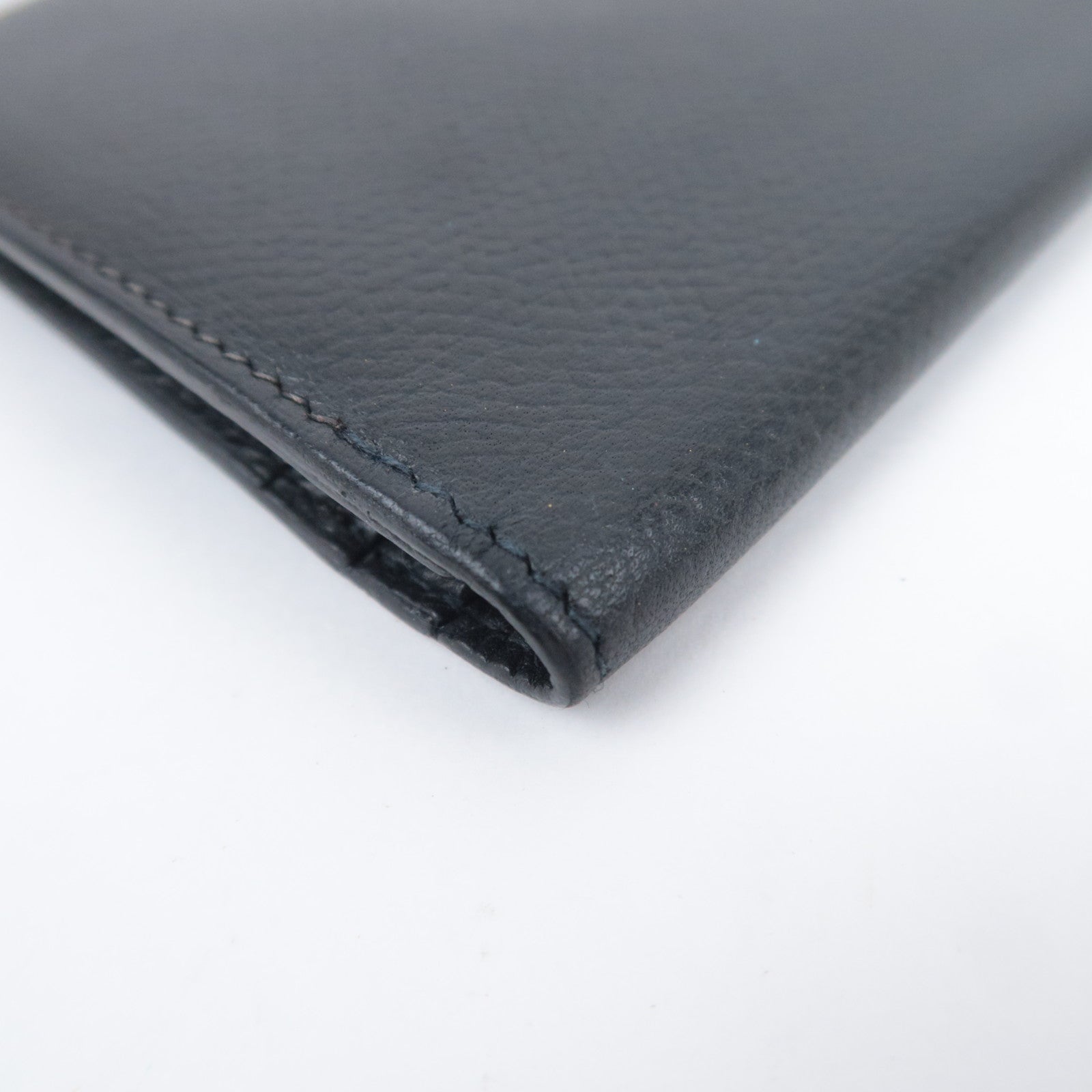 HERMES Bearn Classic Leather Long Wallet □I Stamp (2005) Black Silver HDW