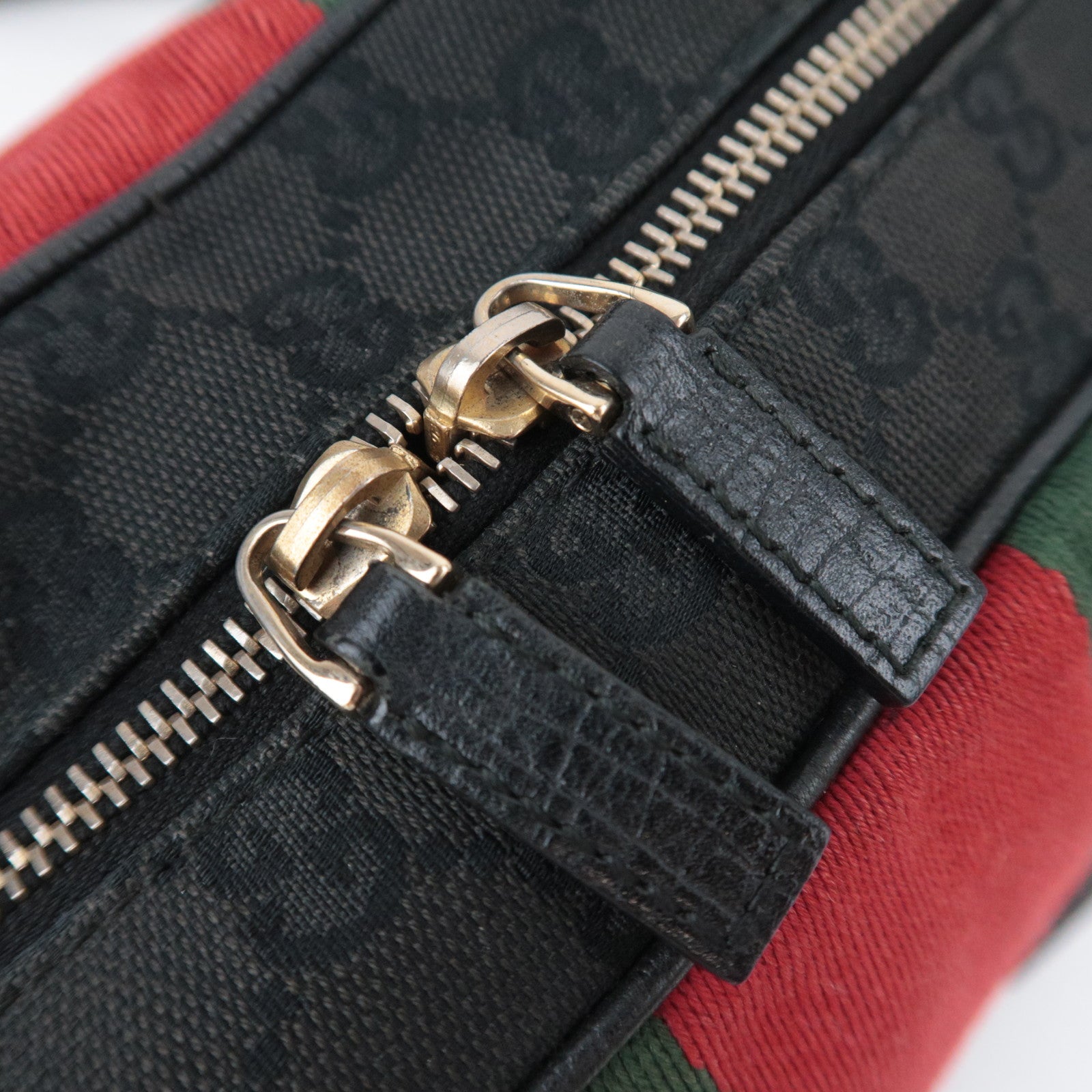 GUCCI Horsebit Sherry GG Canvas Shoulder Bag Black 131092