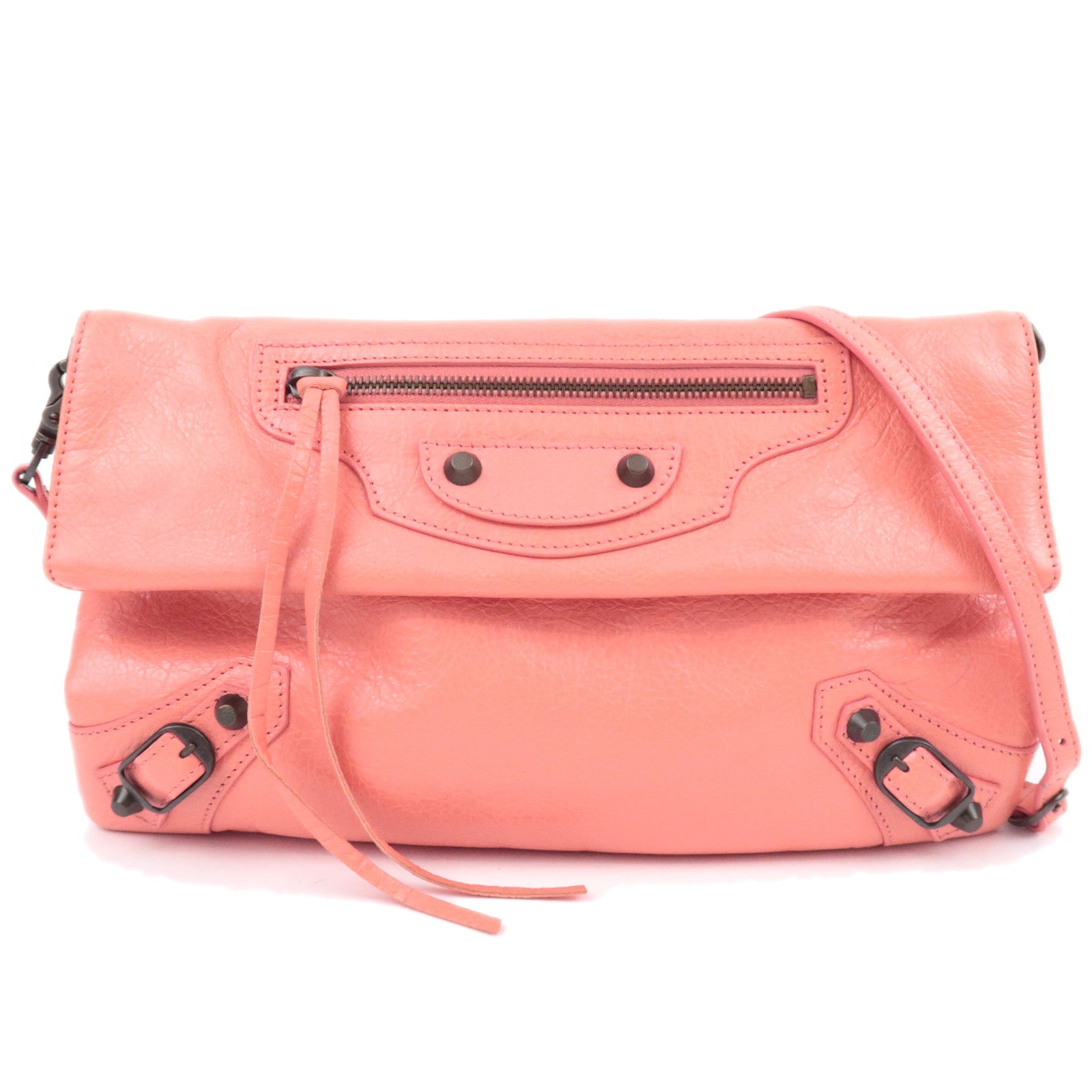 BALENCIAGA Classic Envelope 2Way Leather Shoulder Clutch Bag Pink 31937690406