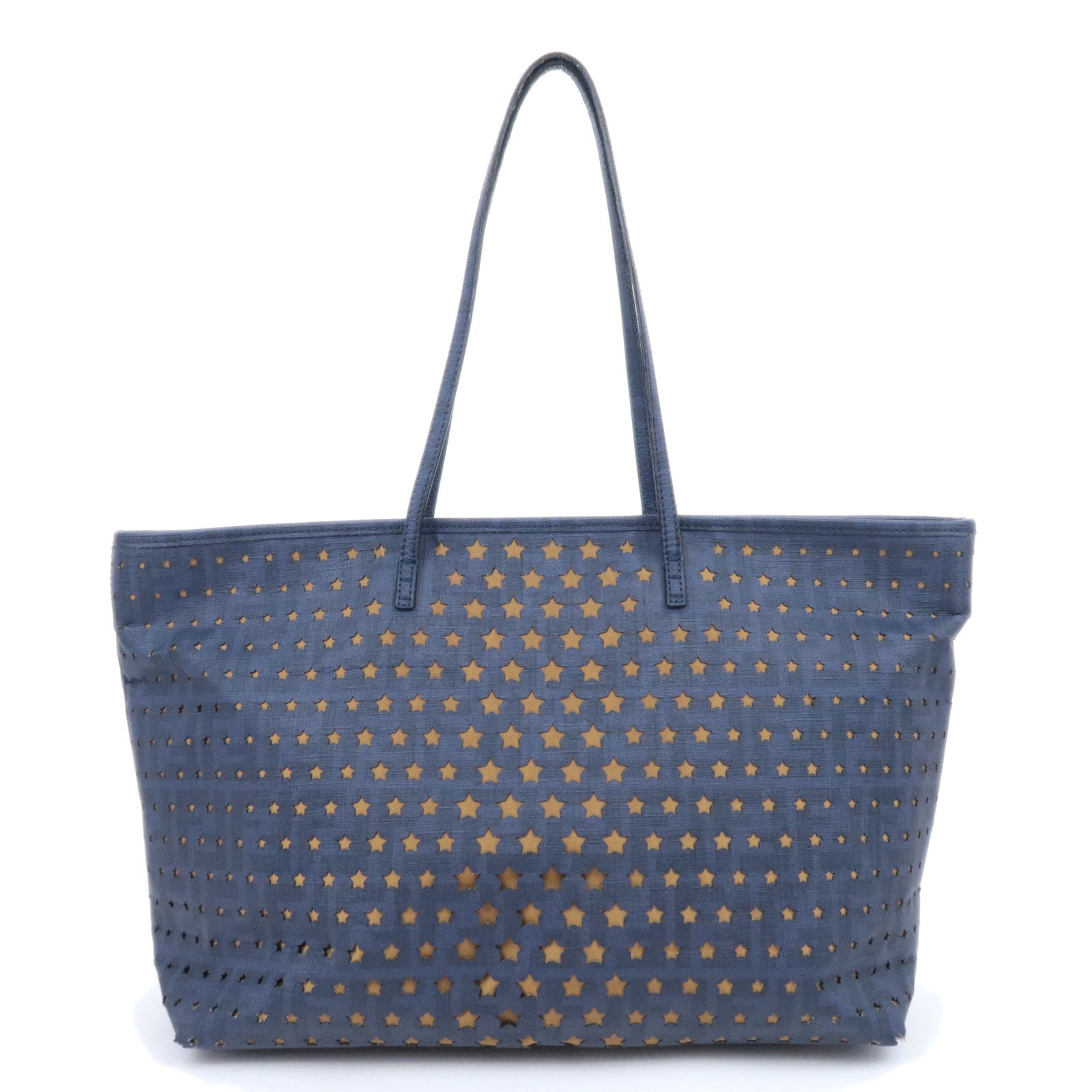 FENDI Star Perforated PVC Tote Bag Navy 8BH18590415