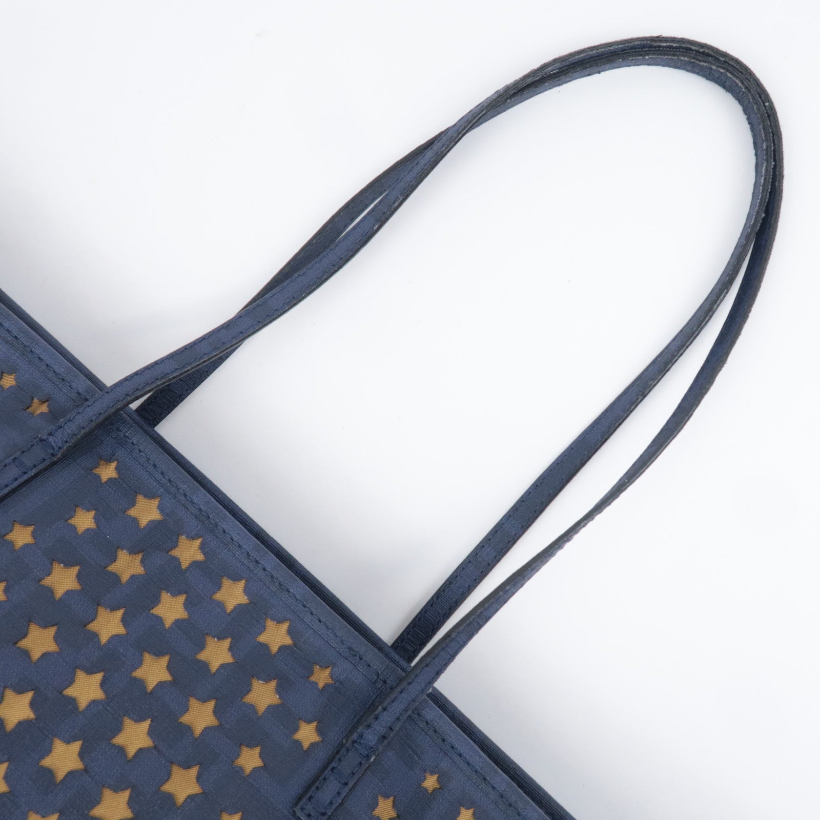 FENDI Star Perforated PVC Tote Bag Navy 8BH185