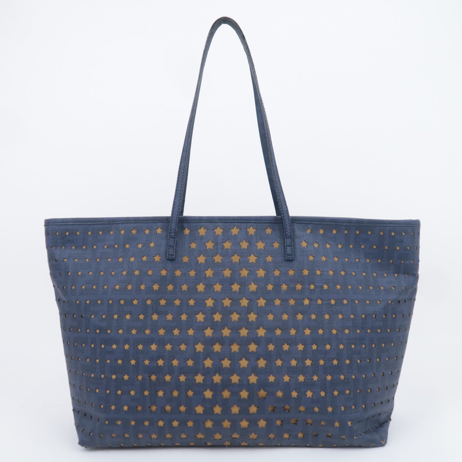 FENDI Star Perforated PVC Tote Bag Navy 8BH185