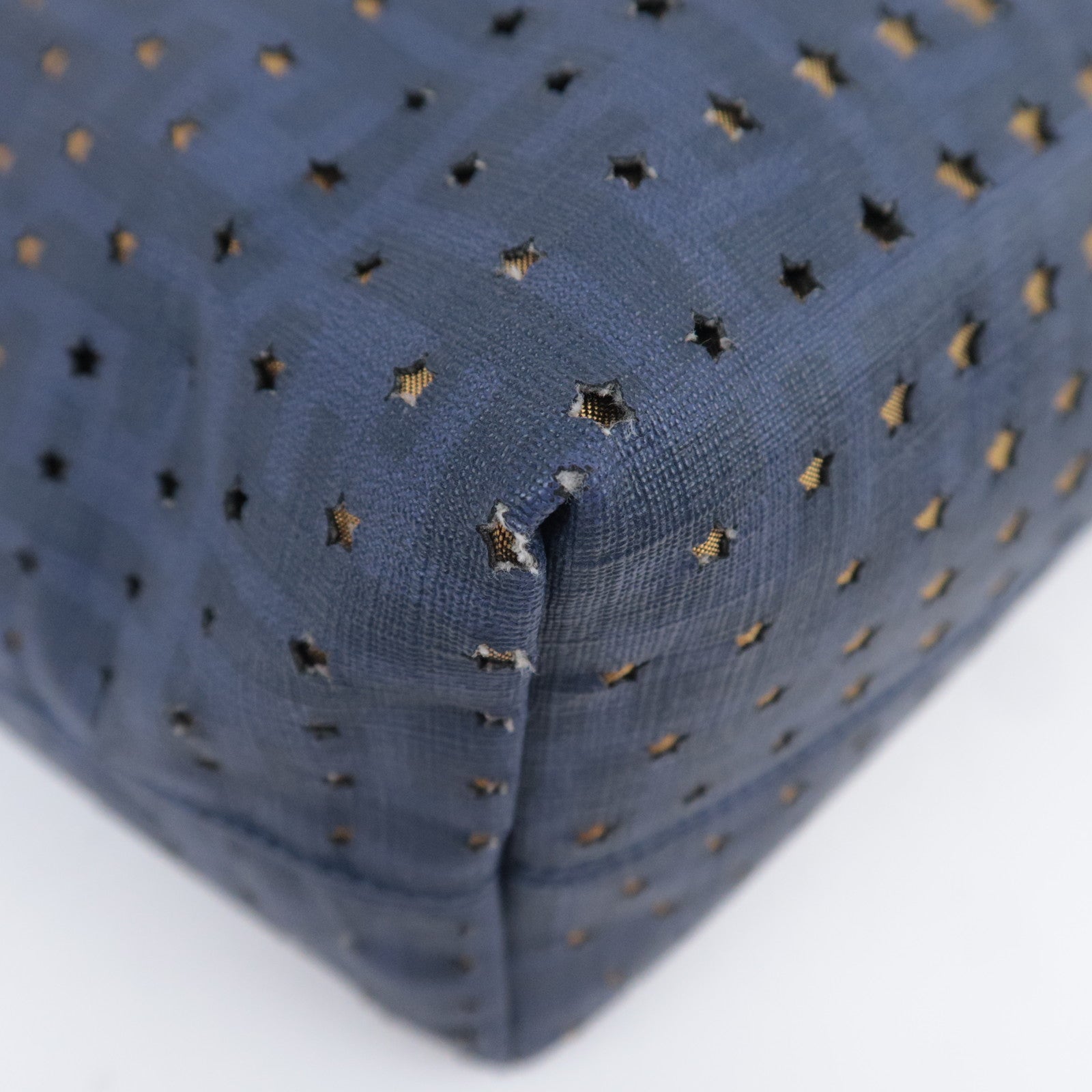 FENDI Star Perforated PVC Tote Bag Navy 8BH185