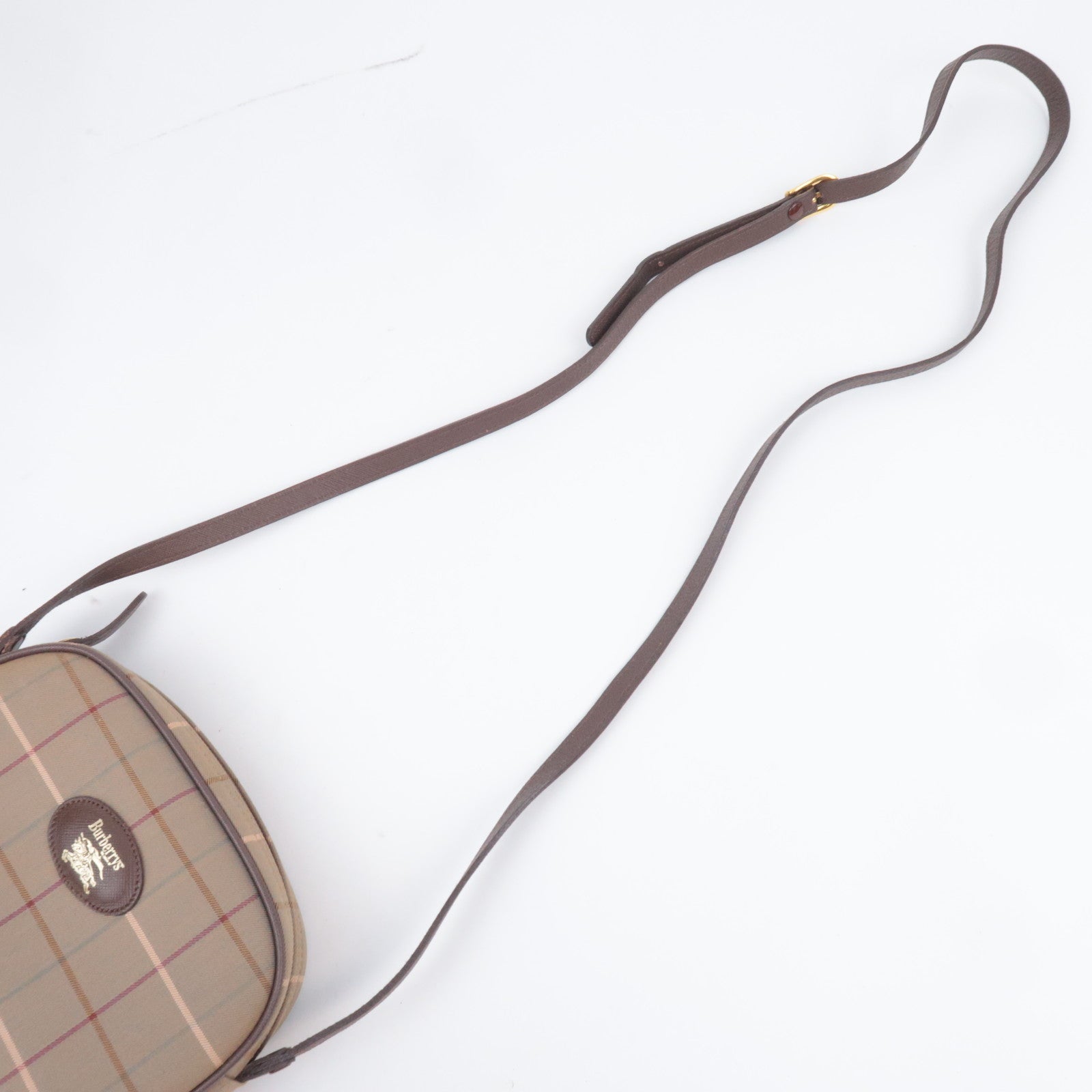 BURBERRY burberrys Plaid Canvas Leather Shoulder Bag