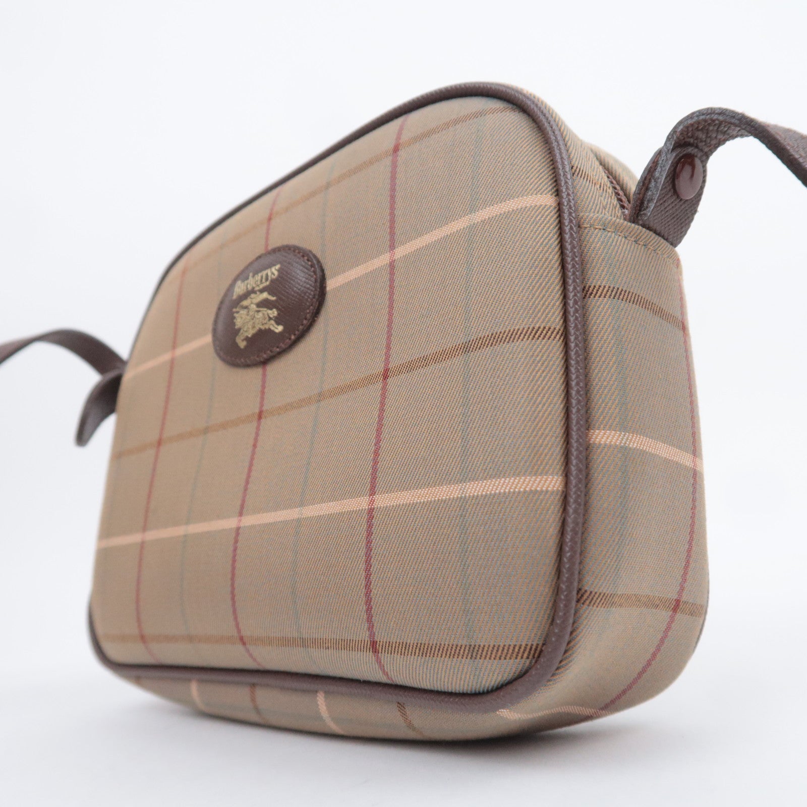 BURBERRY burberrys Plaid Canvas Leather Shoulder Bag