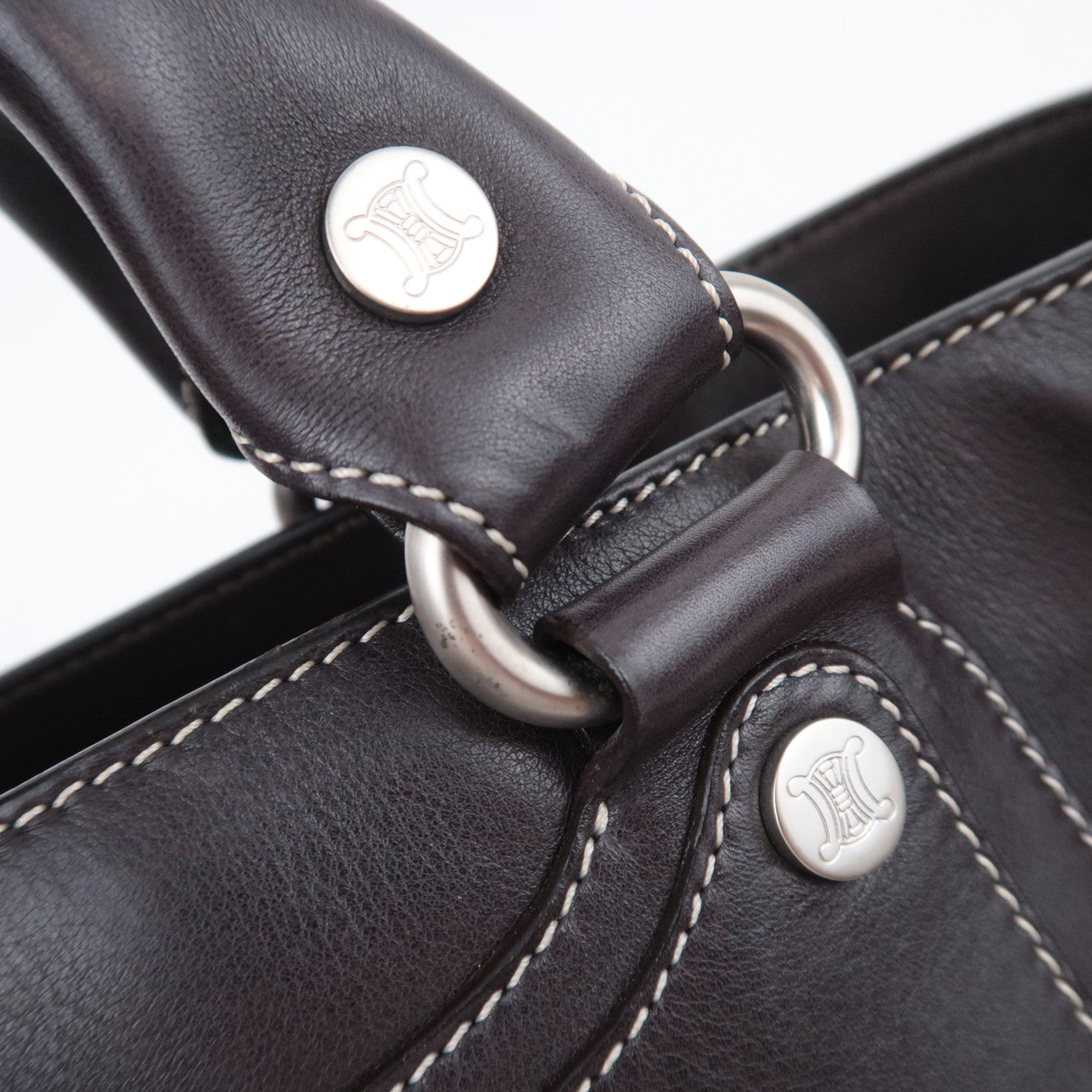 CELINE Boogie Bag Leather Handbag Dark Brown