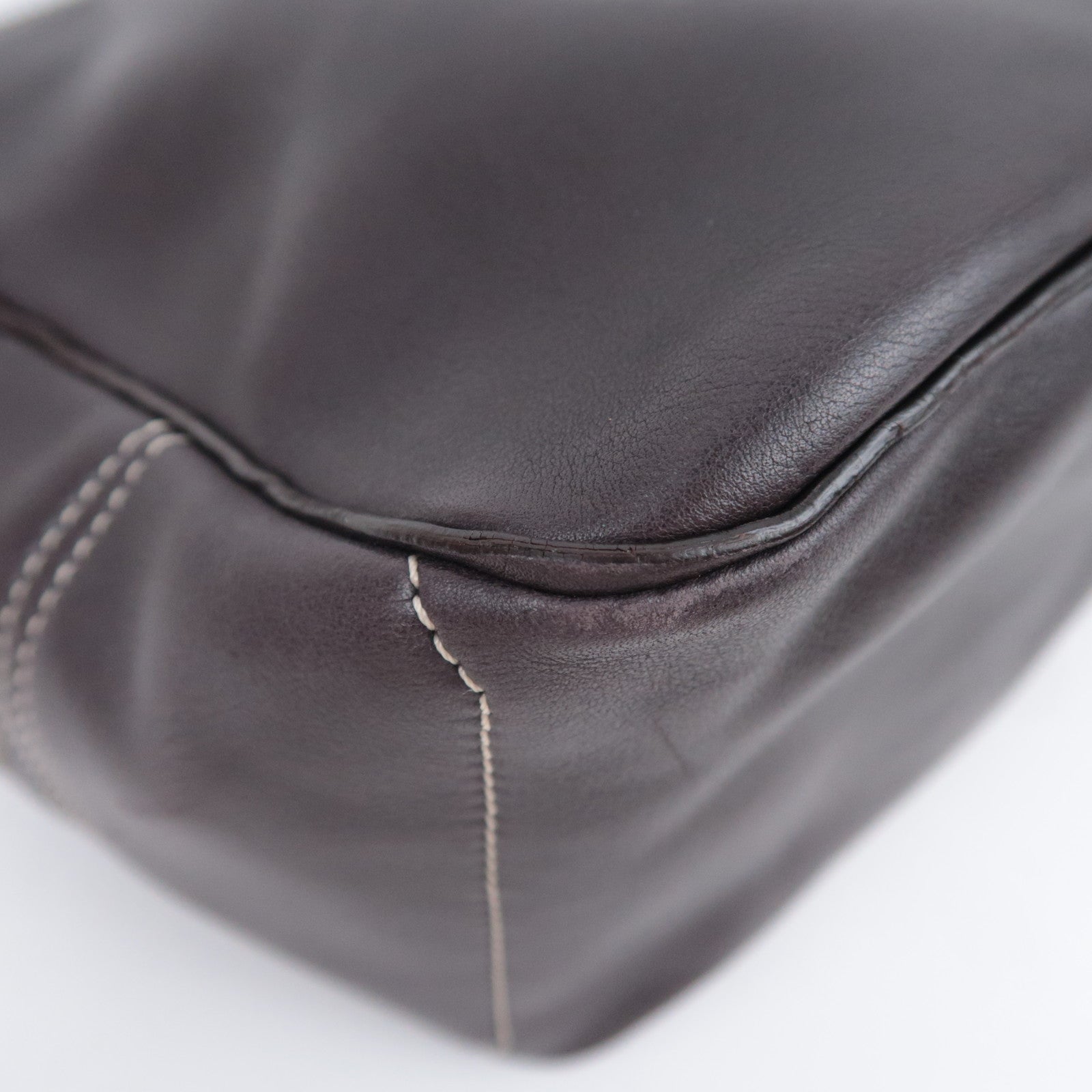 CELINE Boogie Bag Leather Handbag Dark Brown