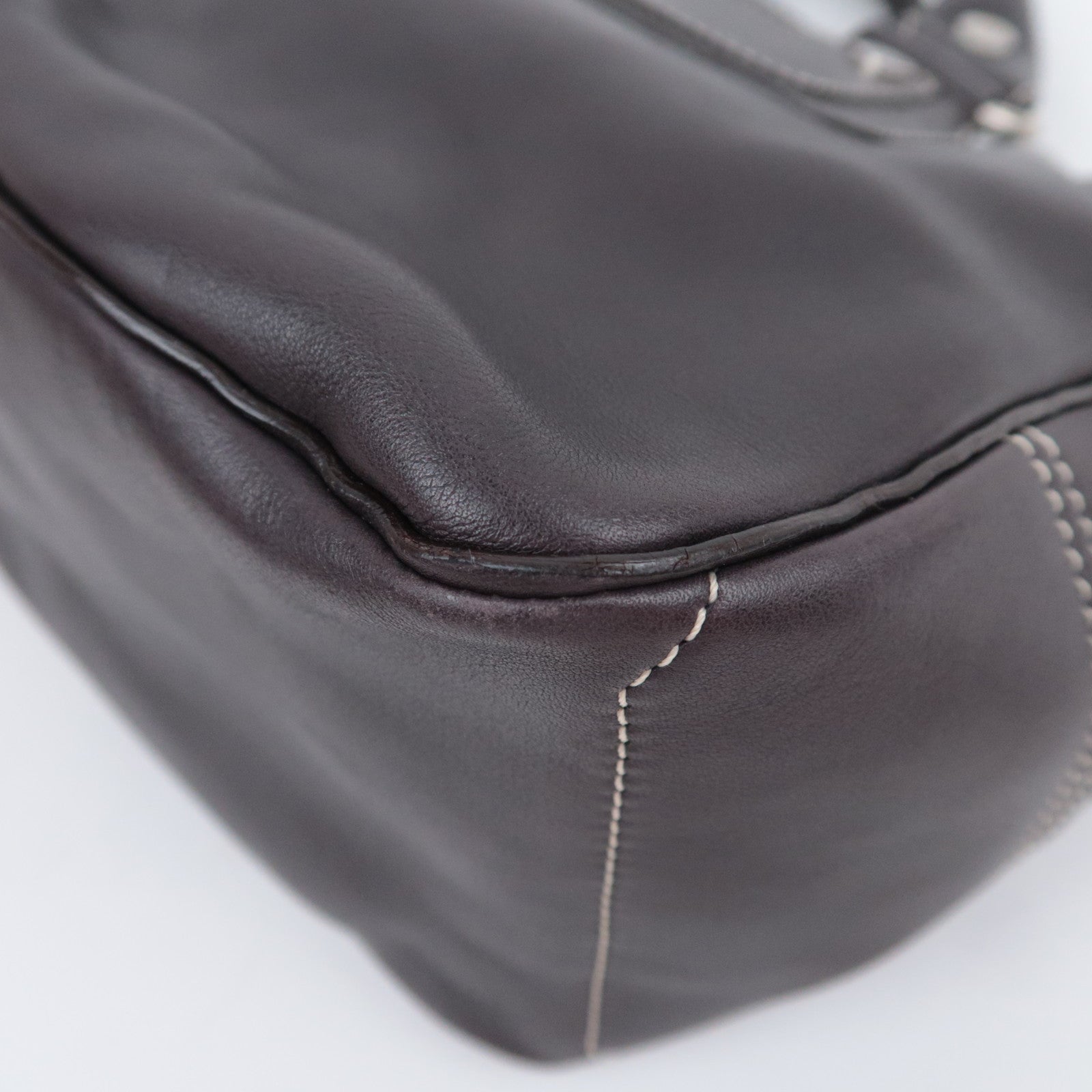 CELINE Boogie Bag Leather Handbag Dark Brown