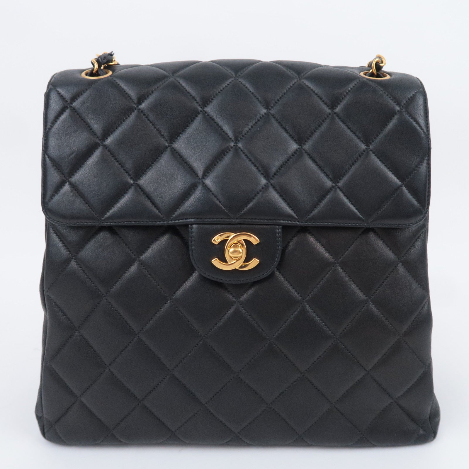 CHANEL Matelasse Double Face Chain Shoulder Bag Lambskin Black Gold HDW