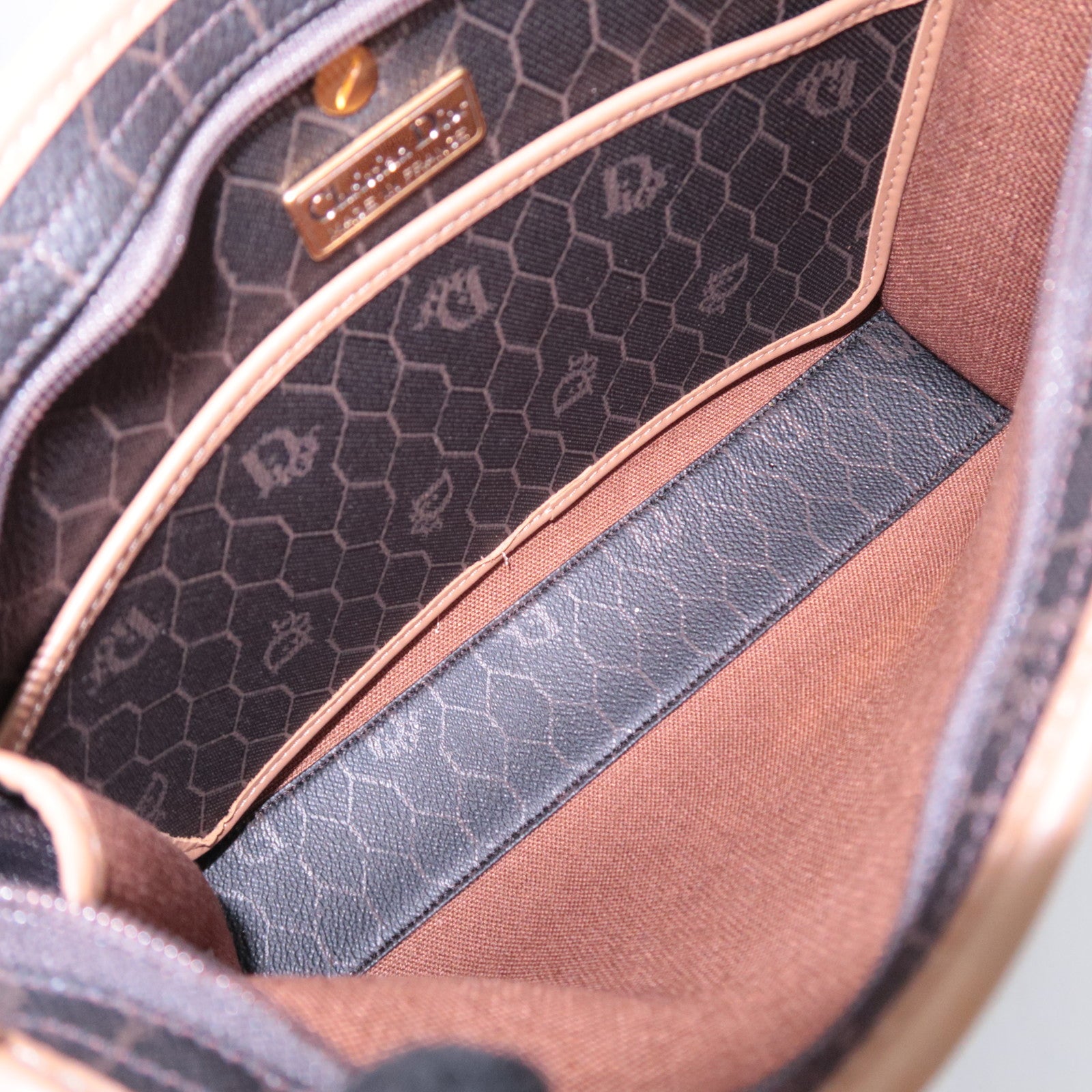 Christian Dior Honeycomb PVC Leather Clutch Bag Black