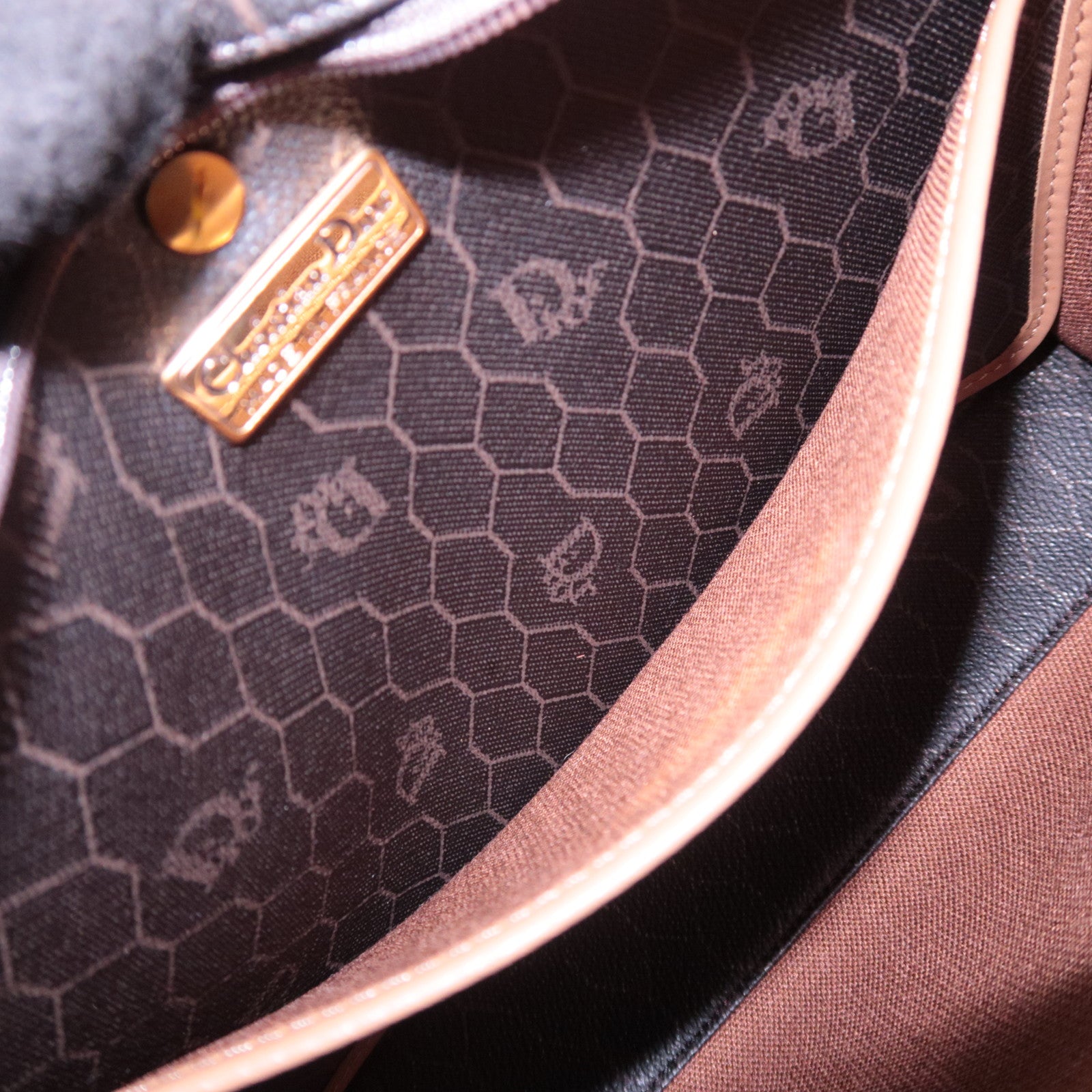 Christian Dior Honeycomb PVC Leather Clutch Bag Black