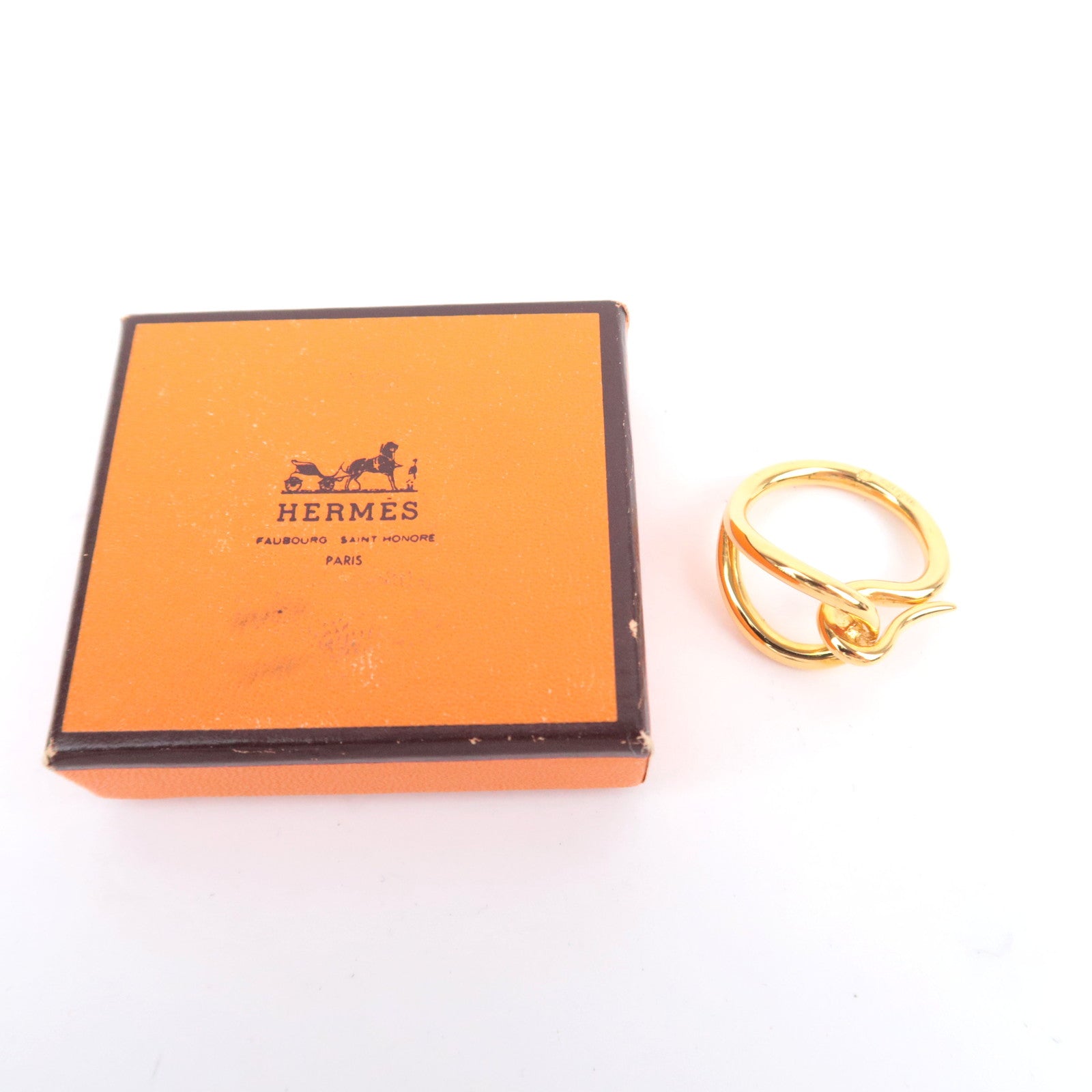HERMES Jumbo Scarf Ring Gold Color