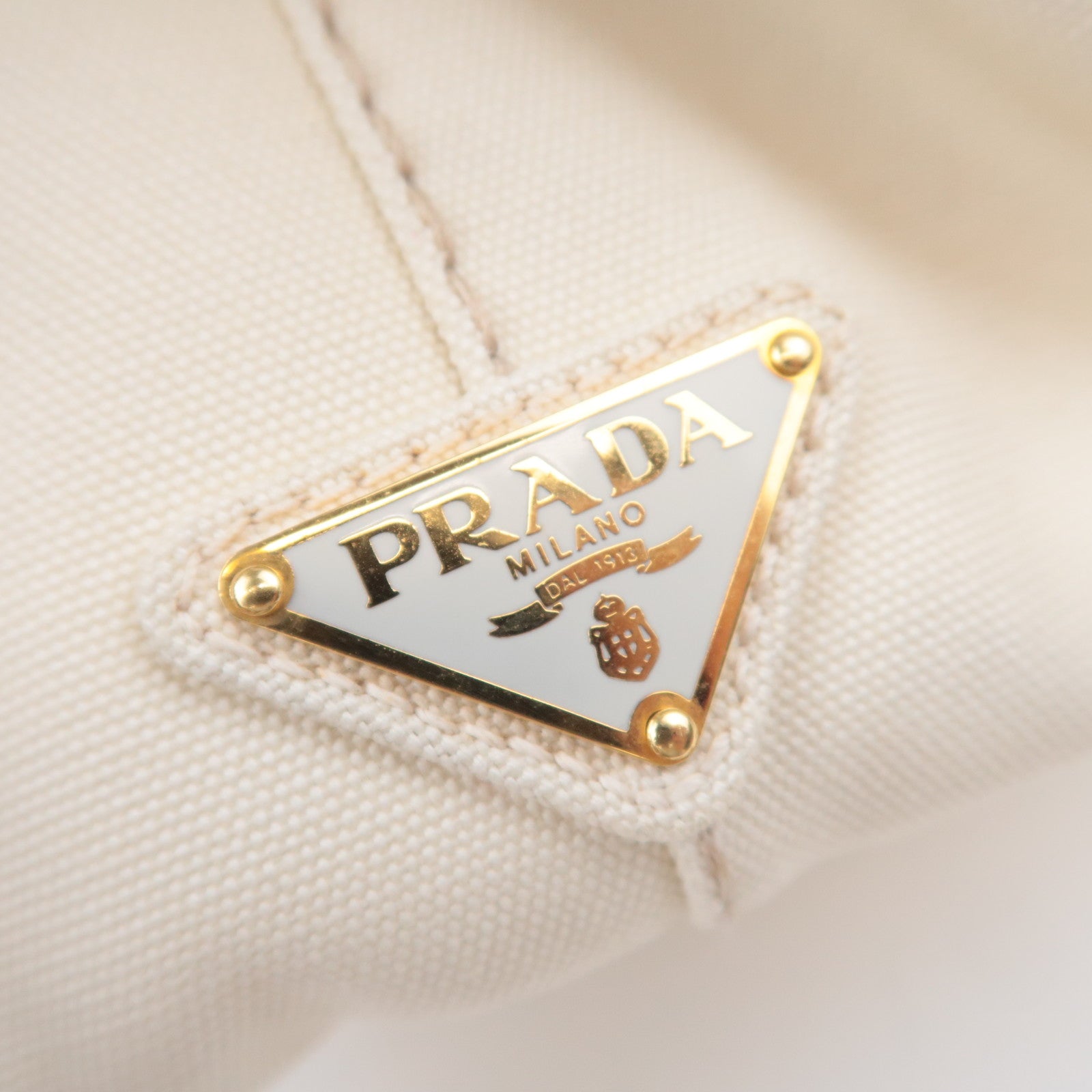 PRADA Canapa L Size Canvas Tote Bag Ivory