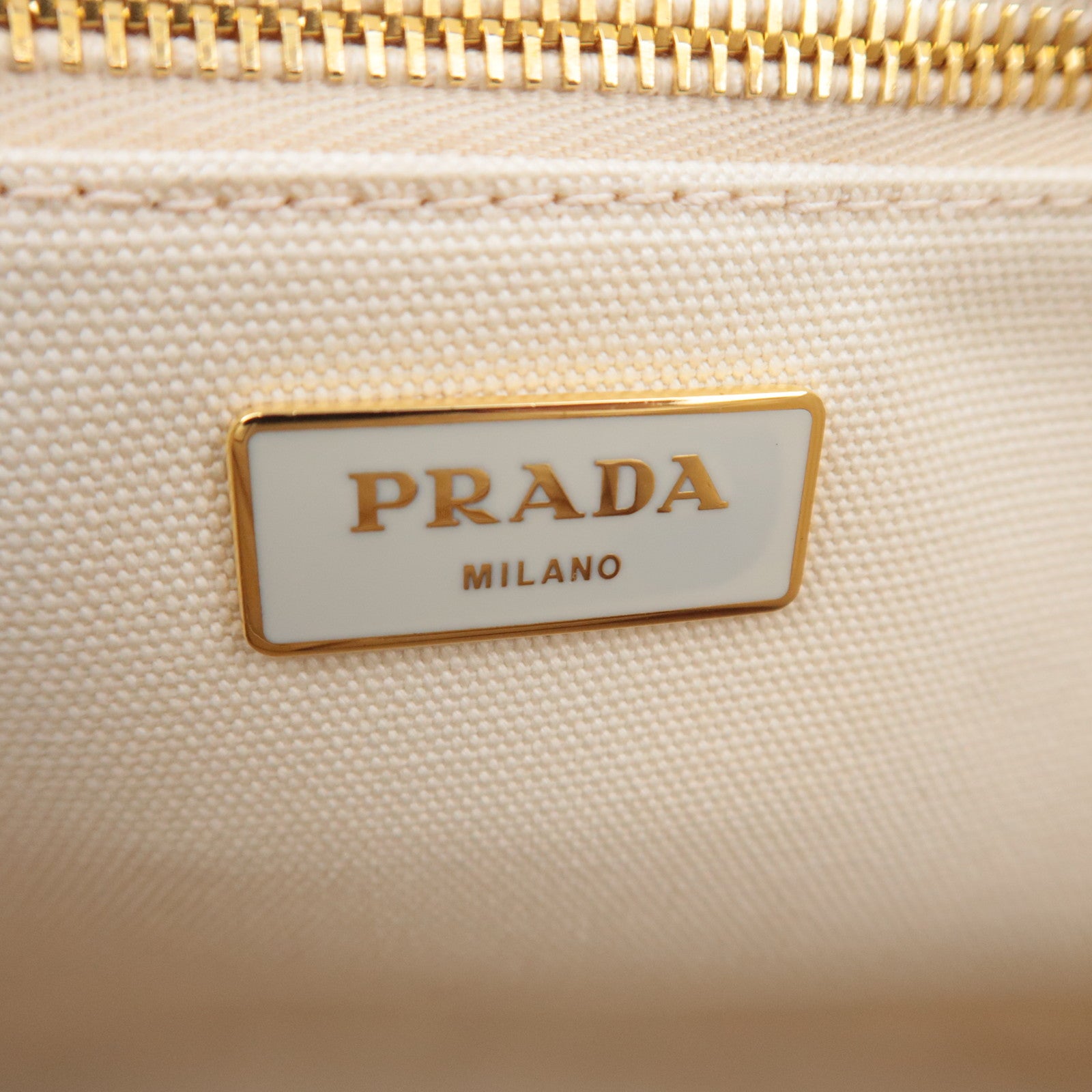 PRADA Canapa L Size Canvas Tote Bag Ivory