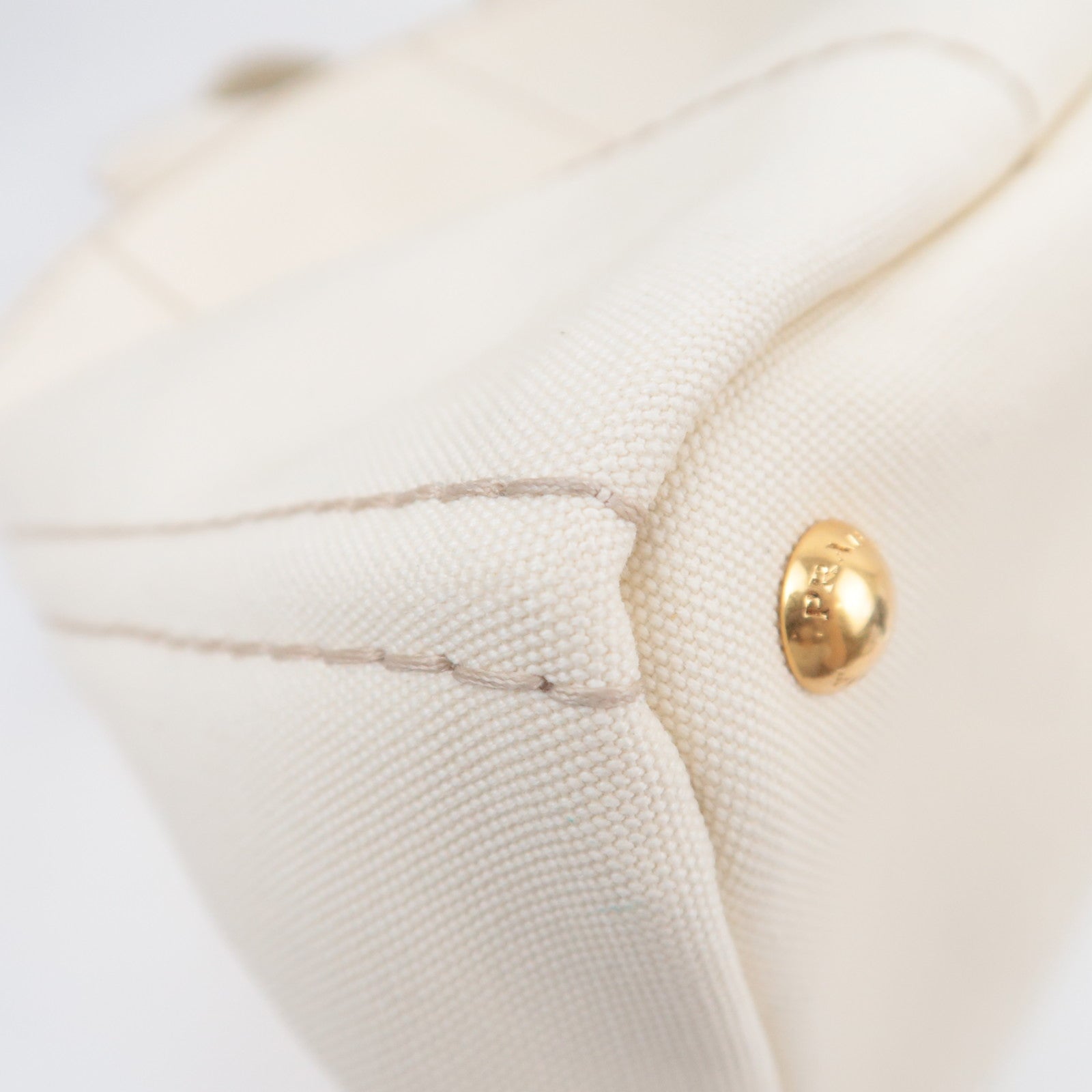 PRADA Canapa L Size Canvas Tote Bag Ivory