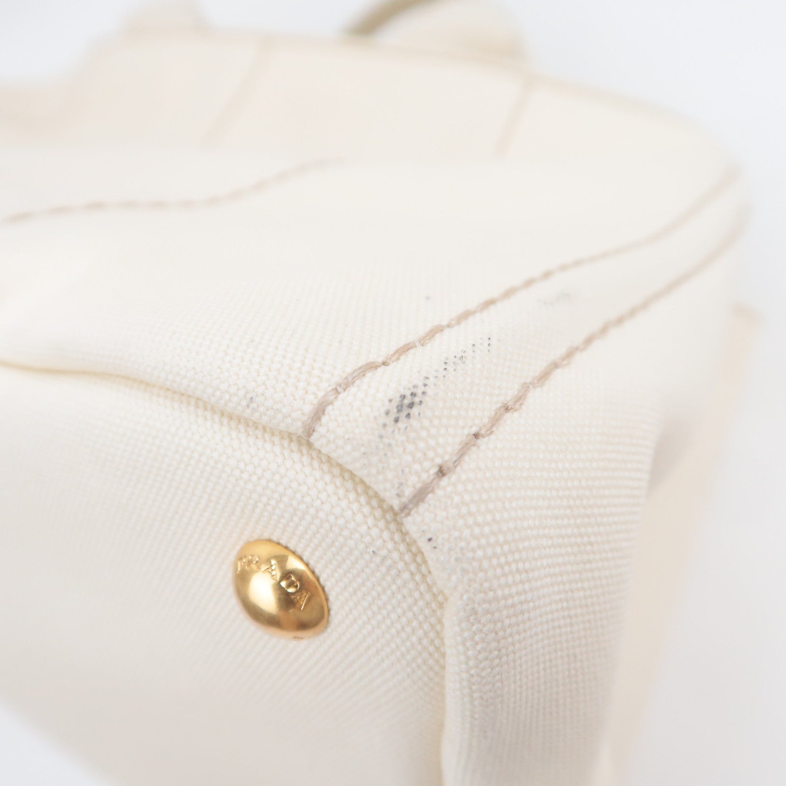 PRADA Canapa L Size Canvas Tote Bag Ivory