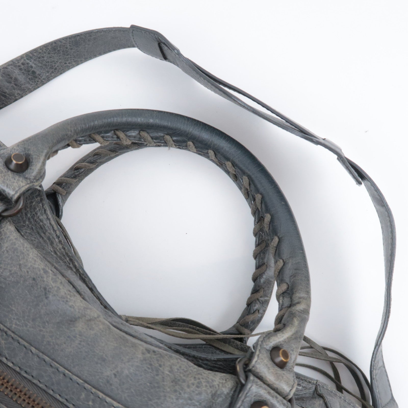 BALENCIAGA The City 2Way Leather Shoulder Bag Gray 115748
