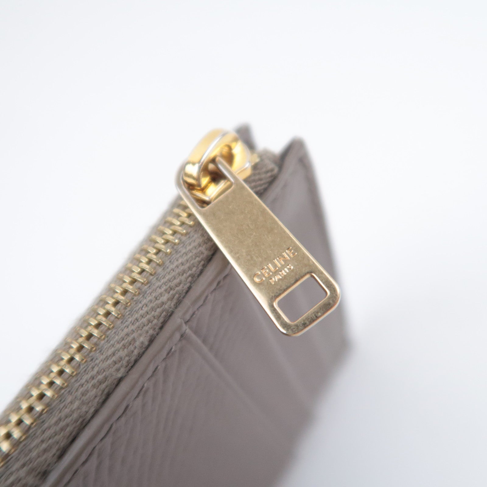 CELINE Leather Card Case Gray