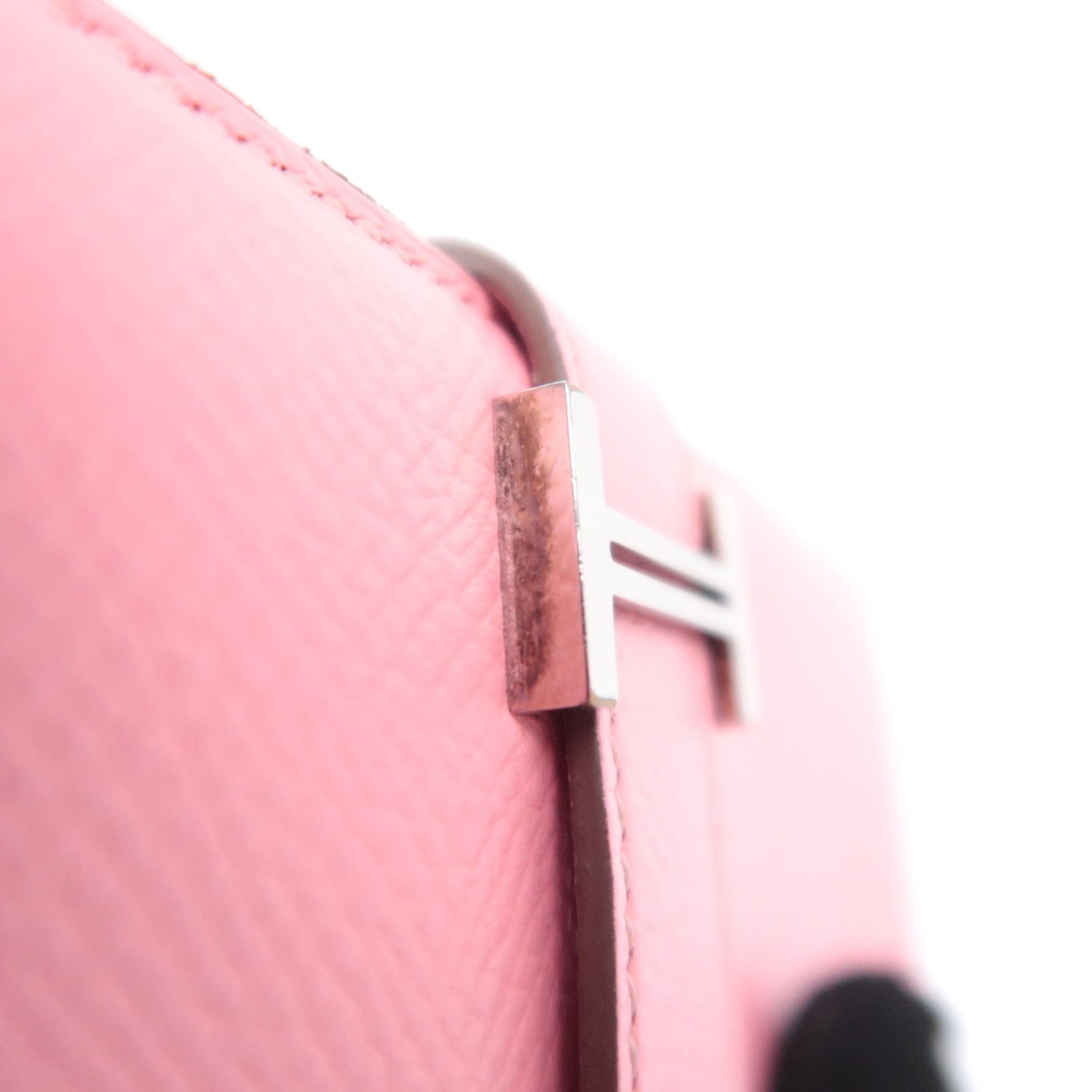 HERMES Bearn Soufflet Long Wallet □R Stamp (2014) Veau Epsom Pink Silver HDW