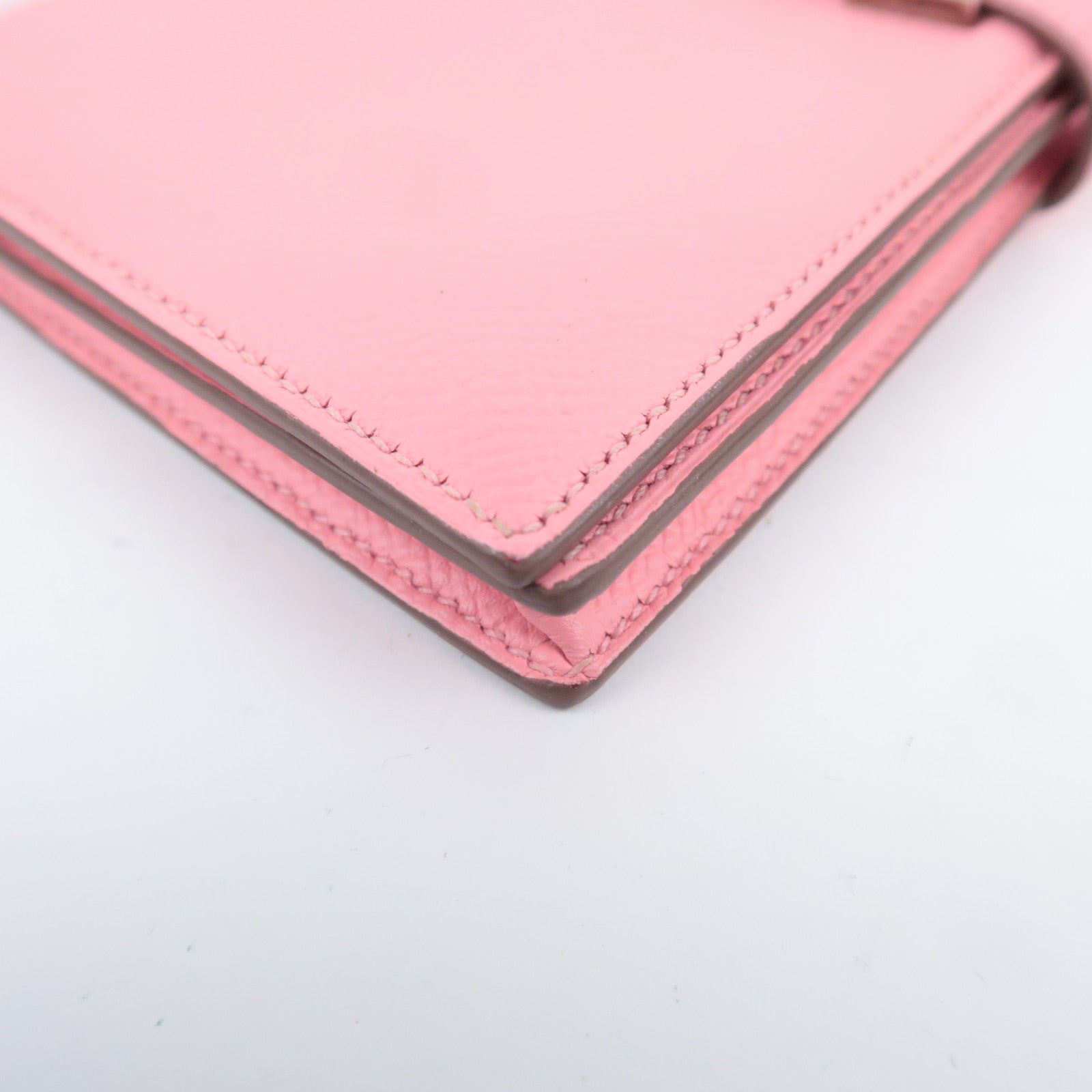 HERMES Bearn Soufflet Long Wallet □R Stamp (2014) Veau Epsom Pink Silver HDW