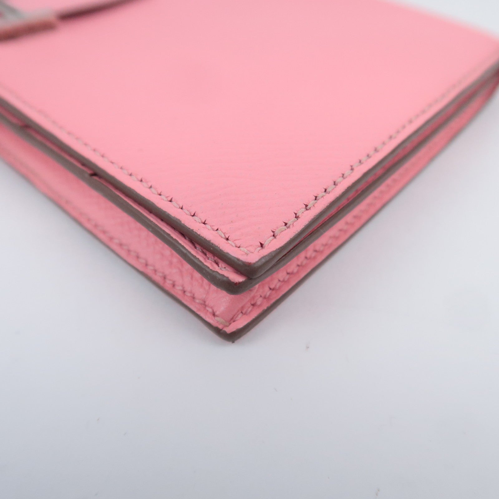 HERMES Bearn Soufflet Long Wallet □R Stamp (2014) Veau Epsom Pink Silver HDW