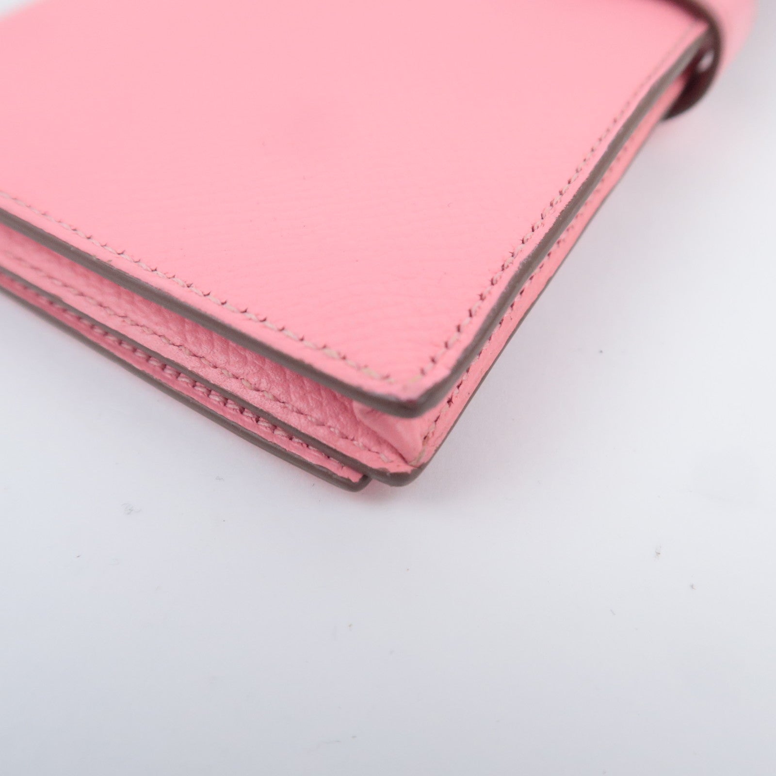 HERMES Bearn Soufflet Long Wallet □R Stamp (2014) Veau Epsom Pink Silver HDW