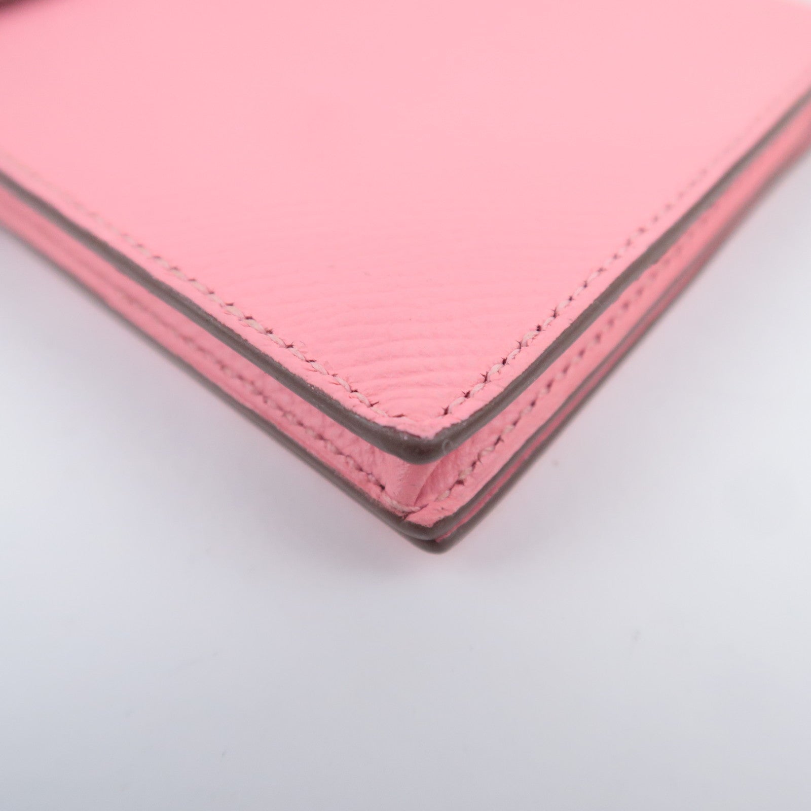 HERMES Bearn Soufflet Long Wallet □R Stamp (2014) Veau Epsom Pink Silver HDW