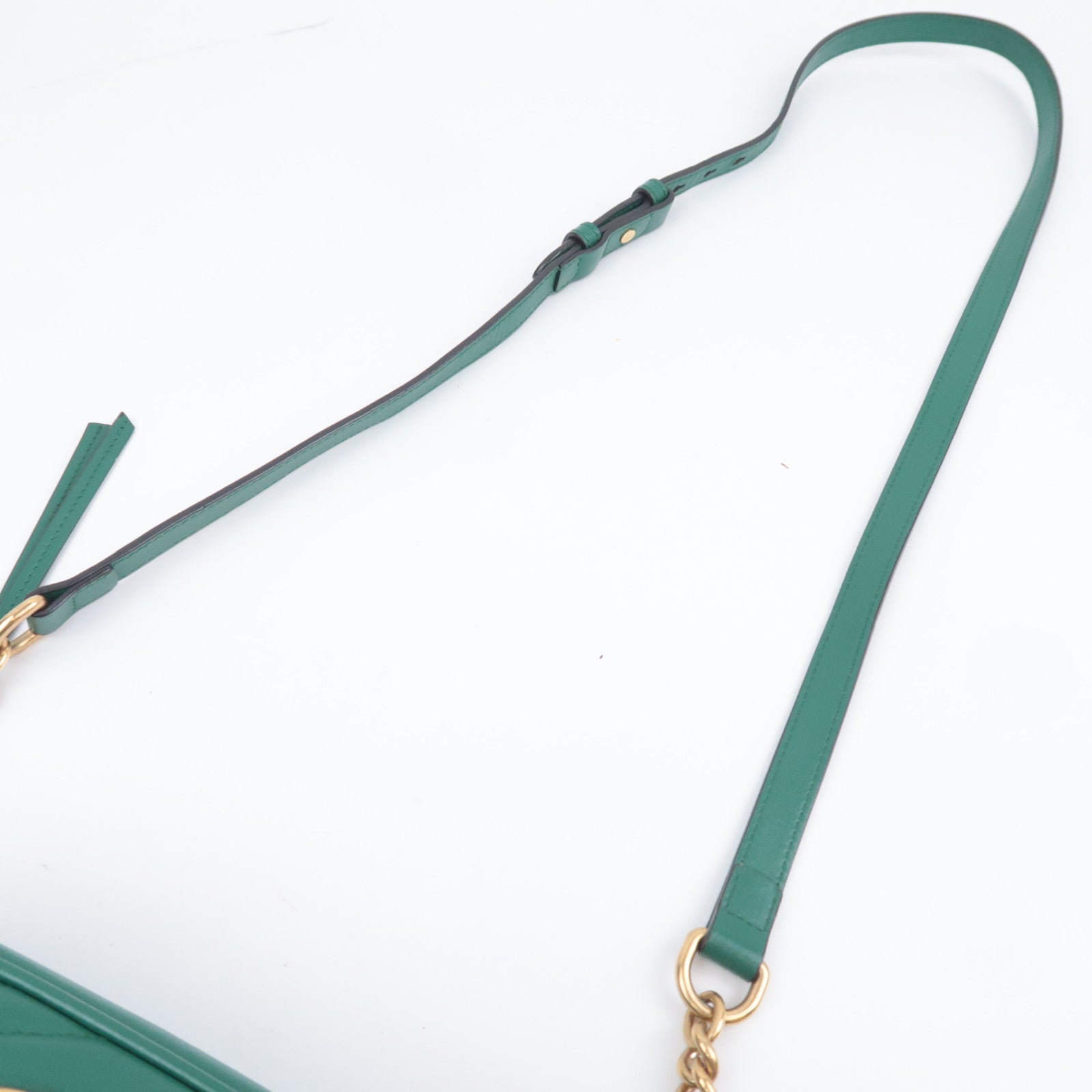 GUCCI GG Marmont Chain Leather Shoulder Bag Green 447632