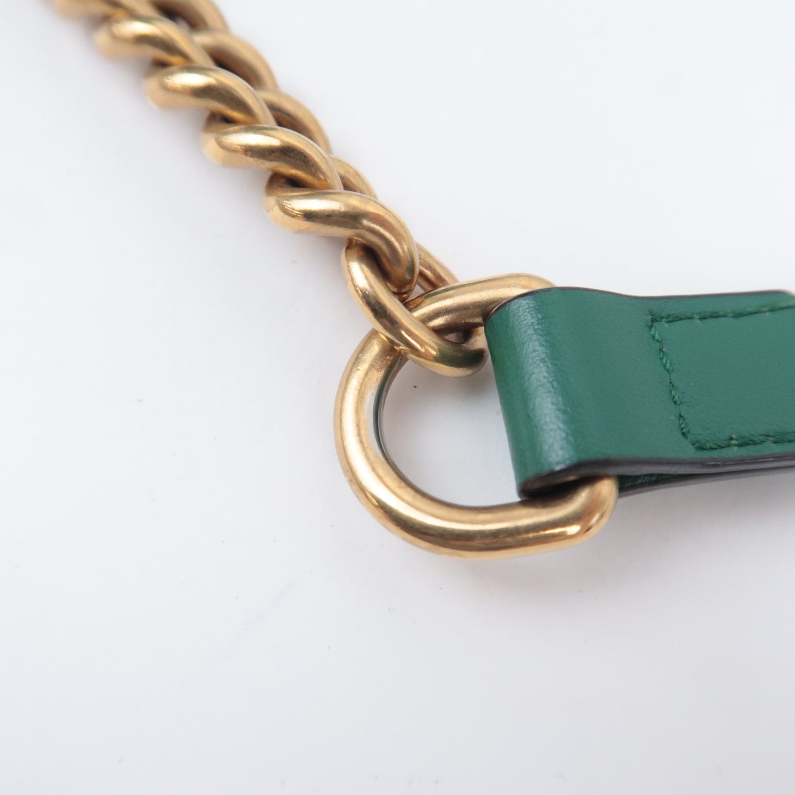 GUCCI GG Marmont Chain Leather Shoulder Bag Green 447632