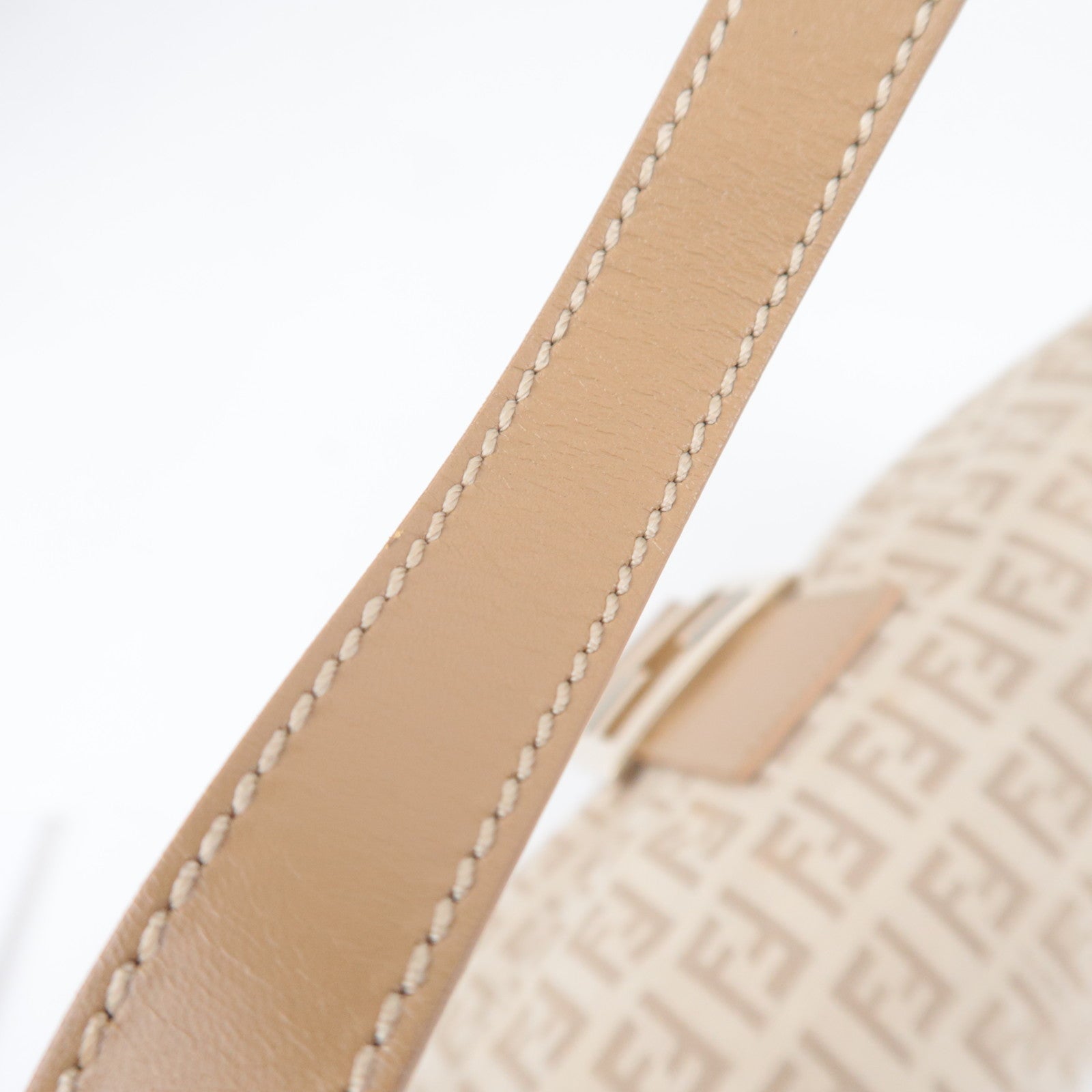 FENDI Zucchino Mamma Baguette Shoulder Bag Beige 8BR003
