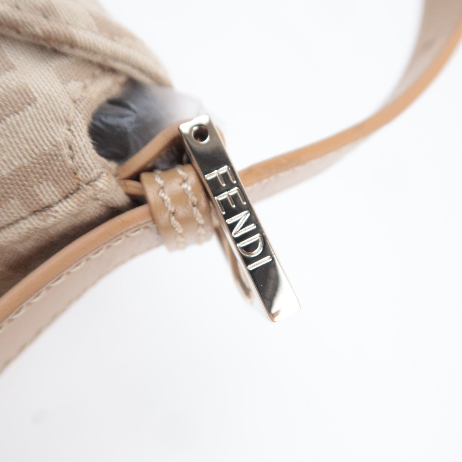 FENDI Zucchino Mamma Baguette Shoulder Bag Beige 8BR003
