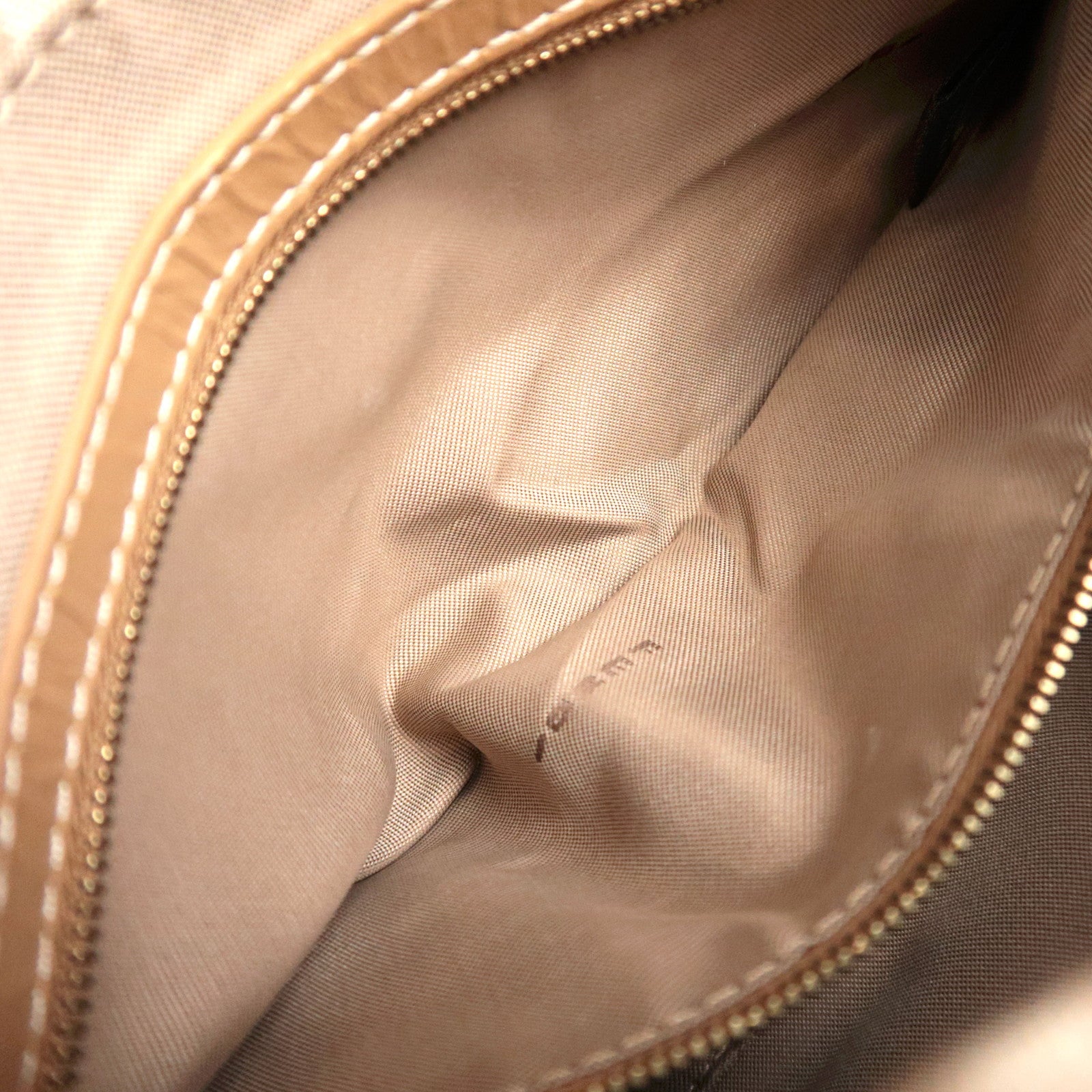 FENDI Zucchino Mamma Baguette Shoulder Bag Beige 8BR003