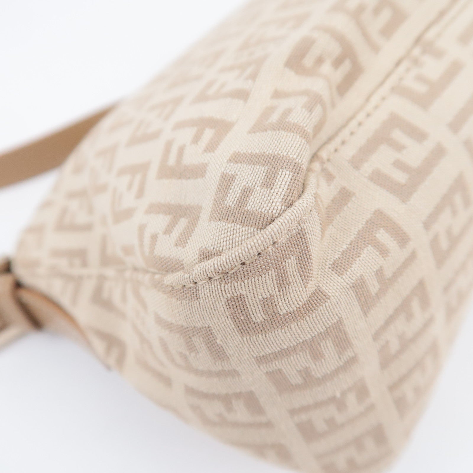 FENDI Zucchino Mamma Baguette Shoulder Bag Beige 8BR003