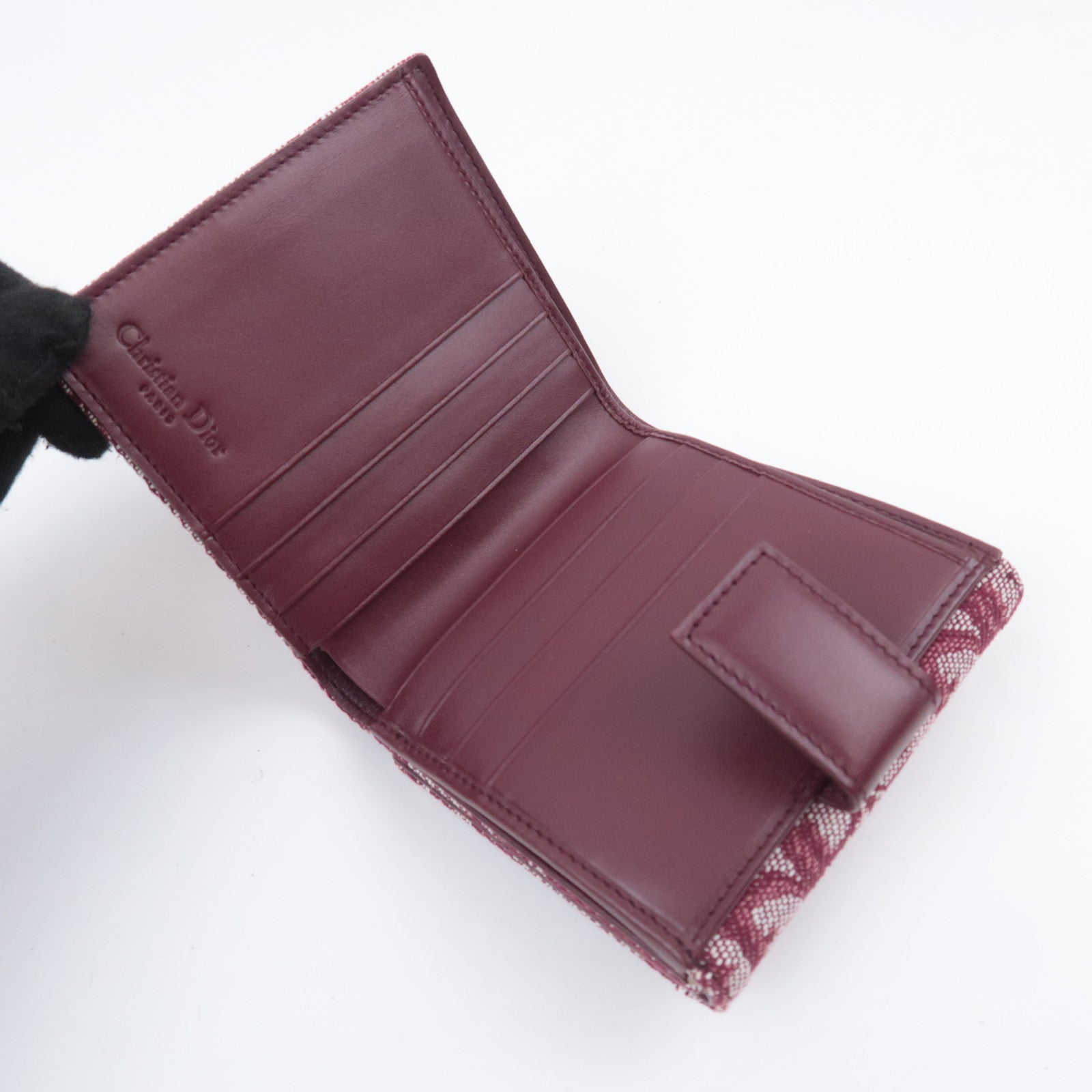 Christian Dior Trotter Canvas Leather Wallet Red