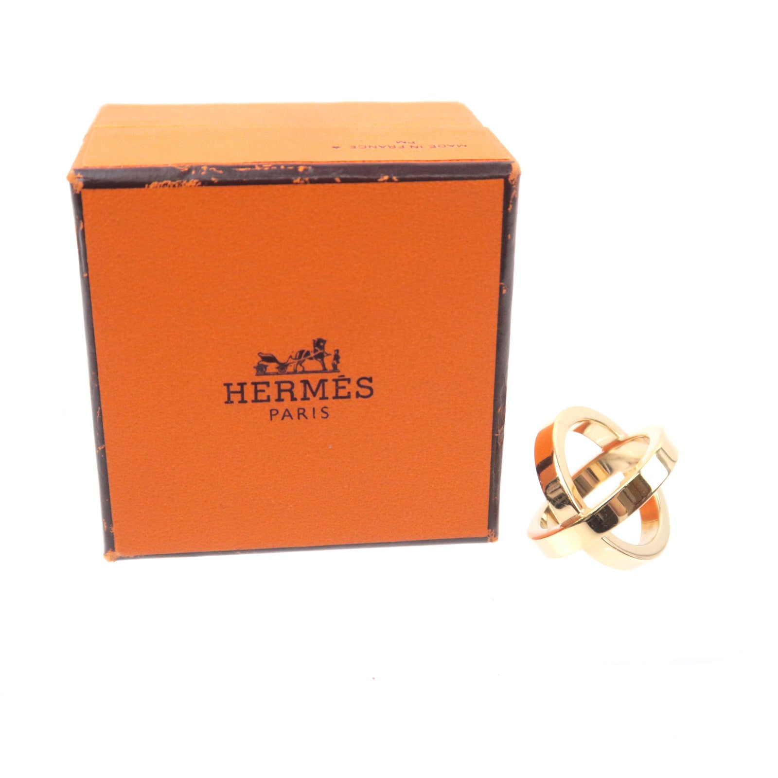 HERMES Cosmos Scarf Ring Gold Color