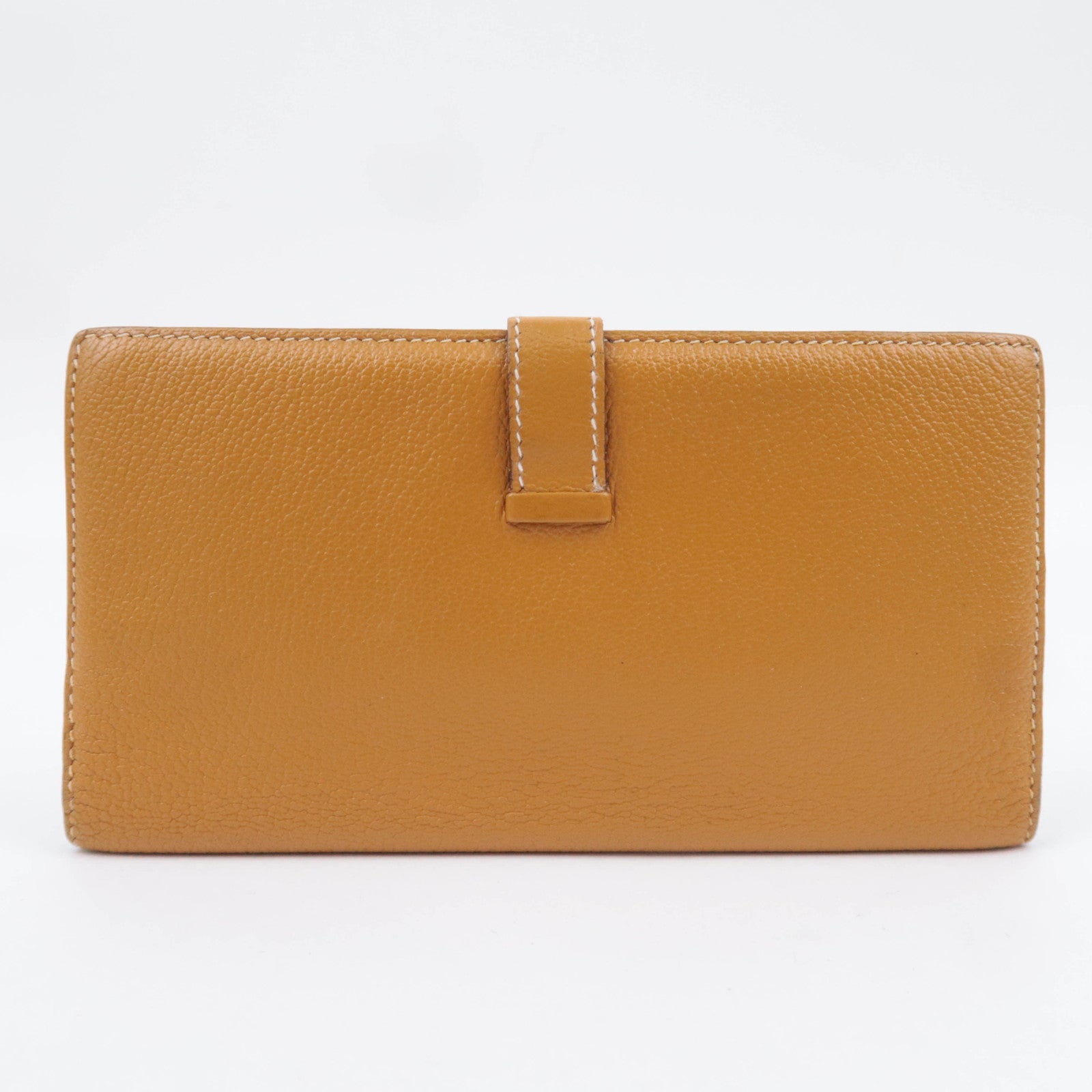 HERMES Bearn Classic Leather Long Wallet □I Stamp (2005) Brown Silver HDW